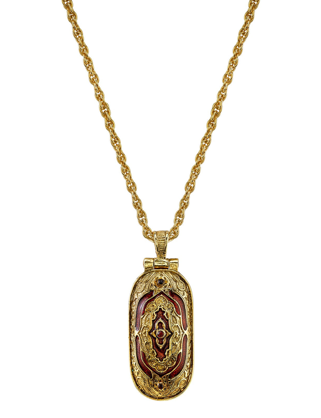 Symbols Of Faith Red Enamel Swing Open Pendant Enclosed Reliquary Crucifix Necklace 30"