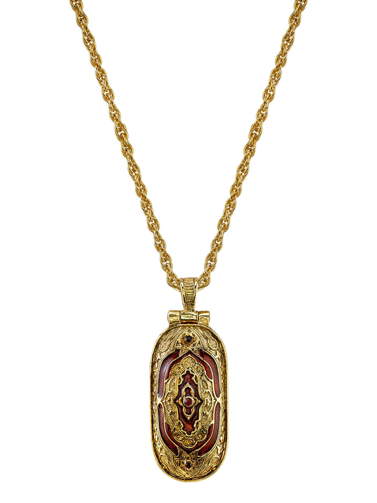 Symbols Of Faith Red Enamel Swing Open Pendant Enclosed Reliquary Crucifix Necklace 30"