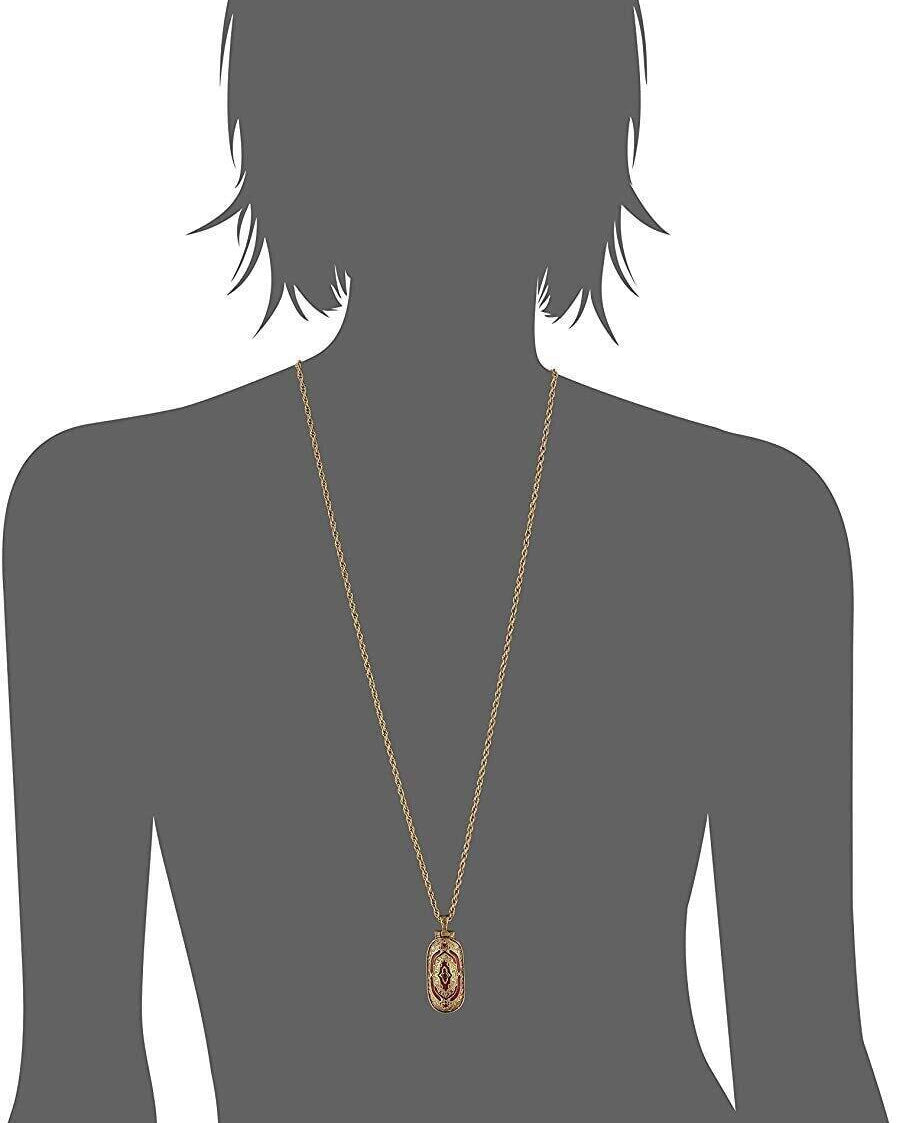 Symbols Of Faith Red Enamel Swing Open Pendant Enclosed Reliquary Crucifix Necklace 30"