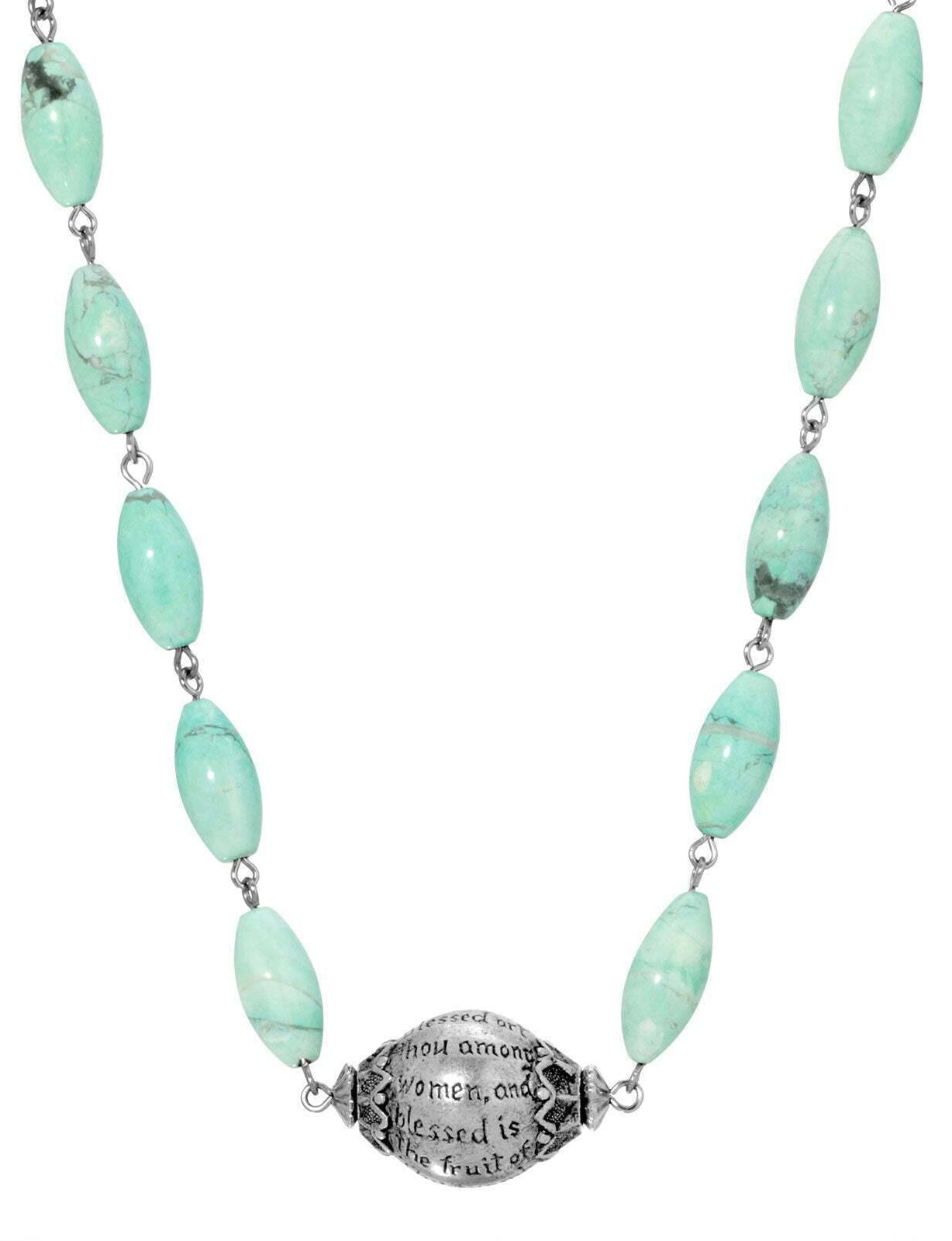 Symbols Of Faith Hail Mary Beaded Prayer Necklace 15" + 3" Extender