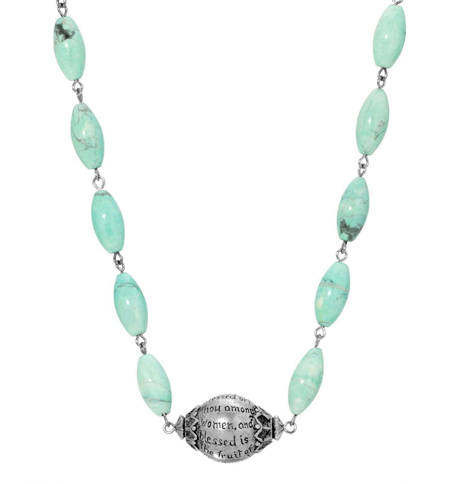 Symbols Of Faith Hail Mary Beaded Prayer Necklace 15" + 3" Extender