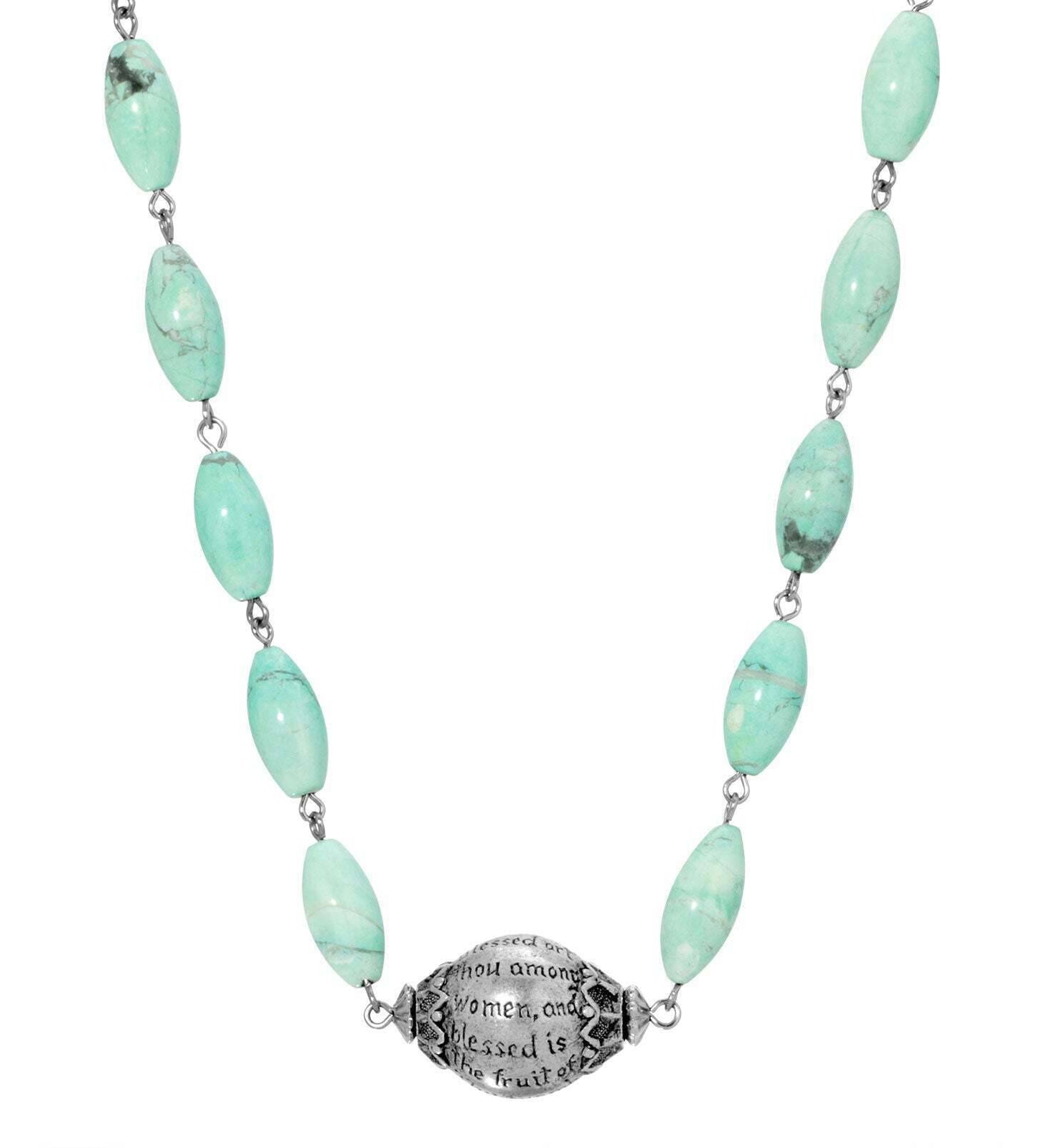 Symbols Of Faith Hail Mary Beaded Prayer Necklace 15" + 3" Extender