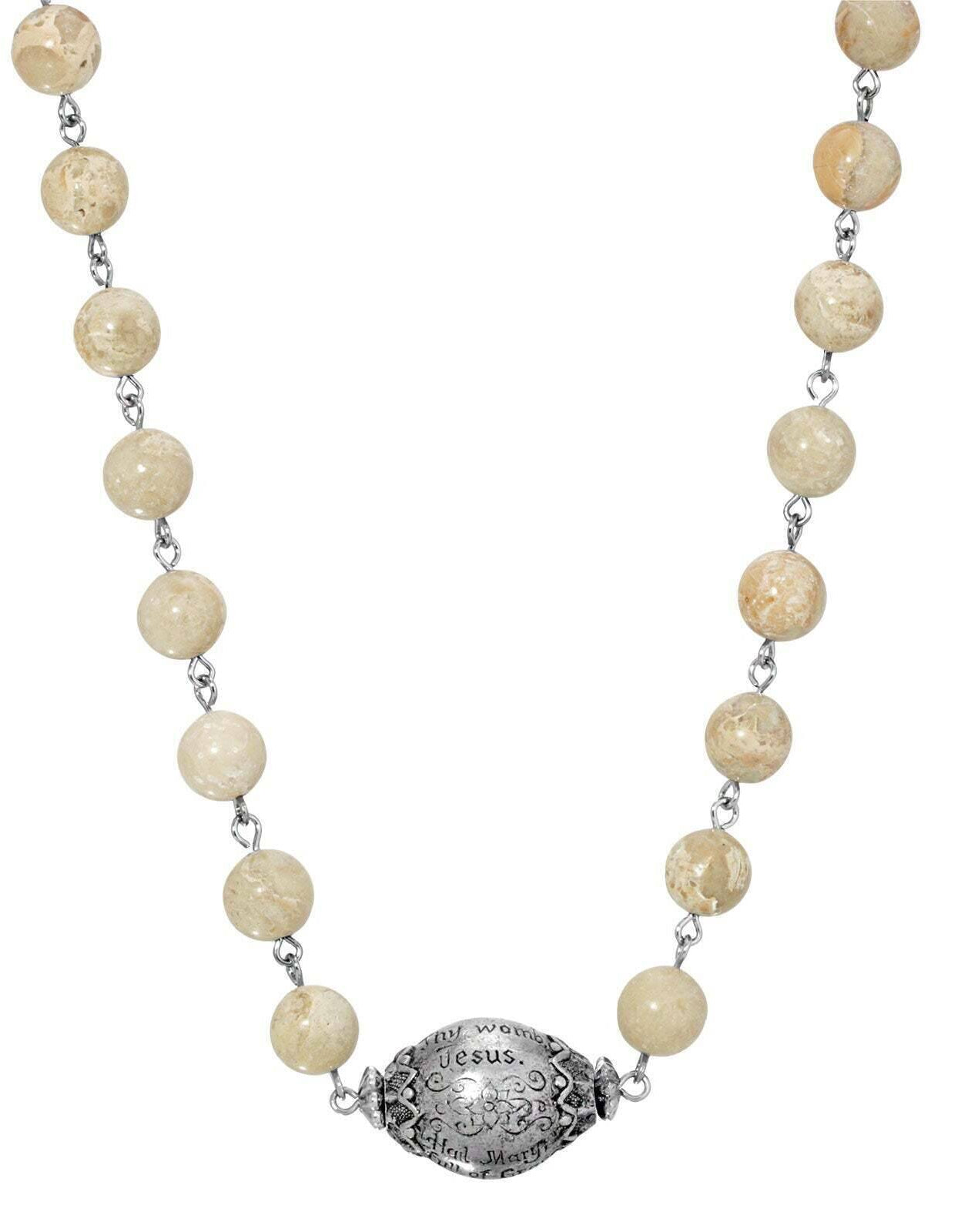 Symbols Of Faith Hail Mary Beaded Prayer Necklace 15" + 3" Extender