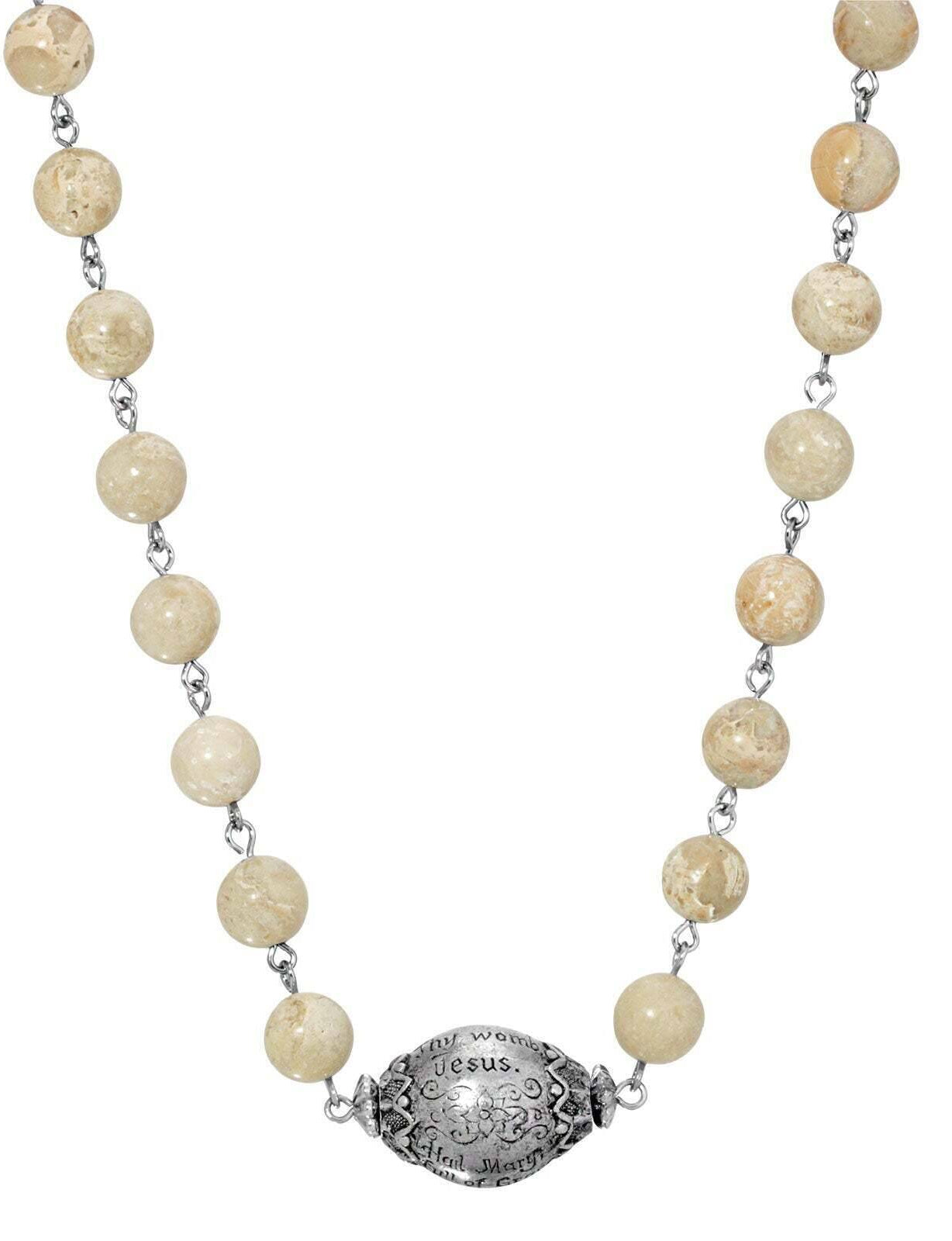 Symbols Of Faith Hail Mary Beaded Prayer Necklace 15" + 3" Extender