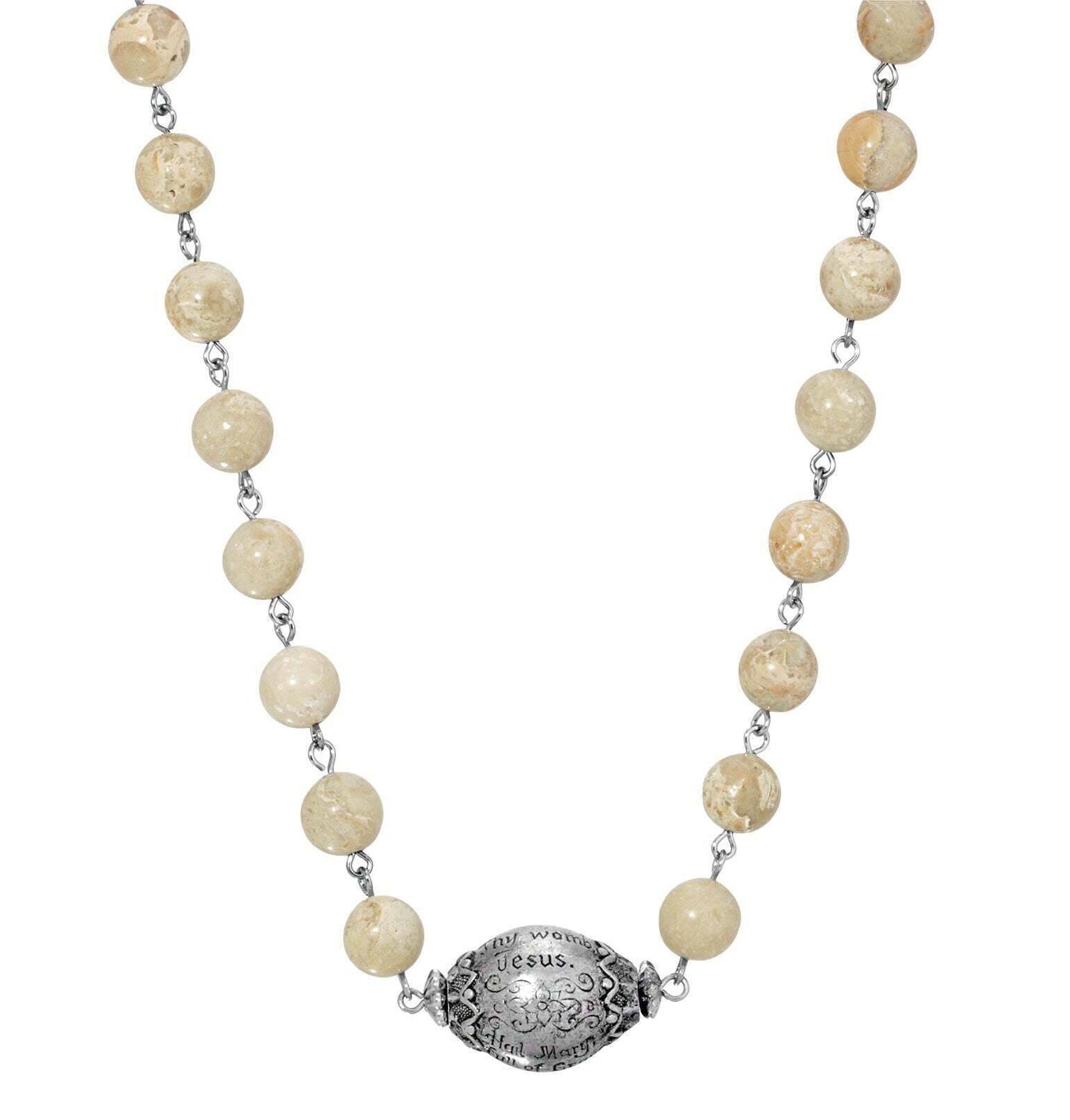 Symbols Of Faith Hail Mary Beaded Prayer Necklace 15" + 3" Extender