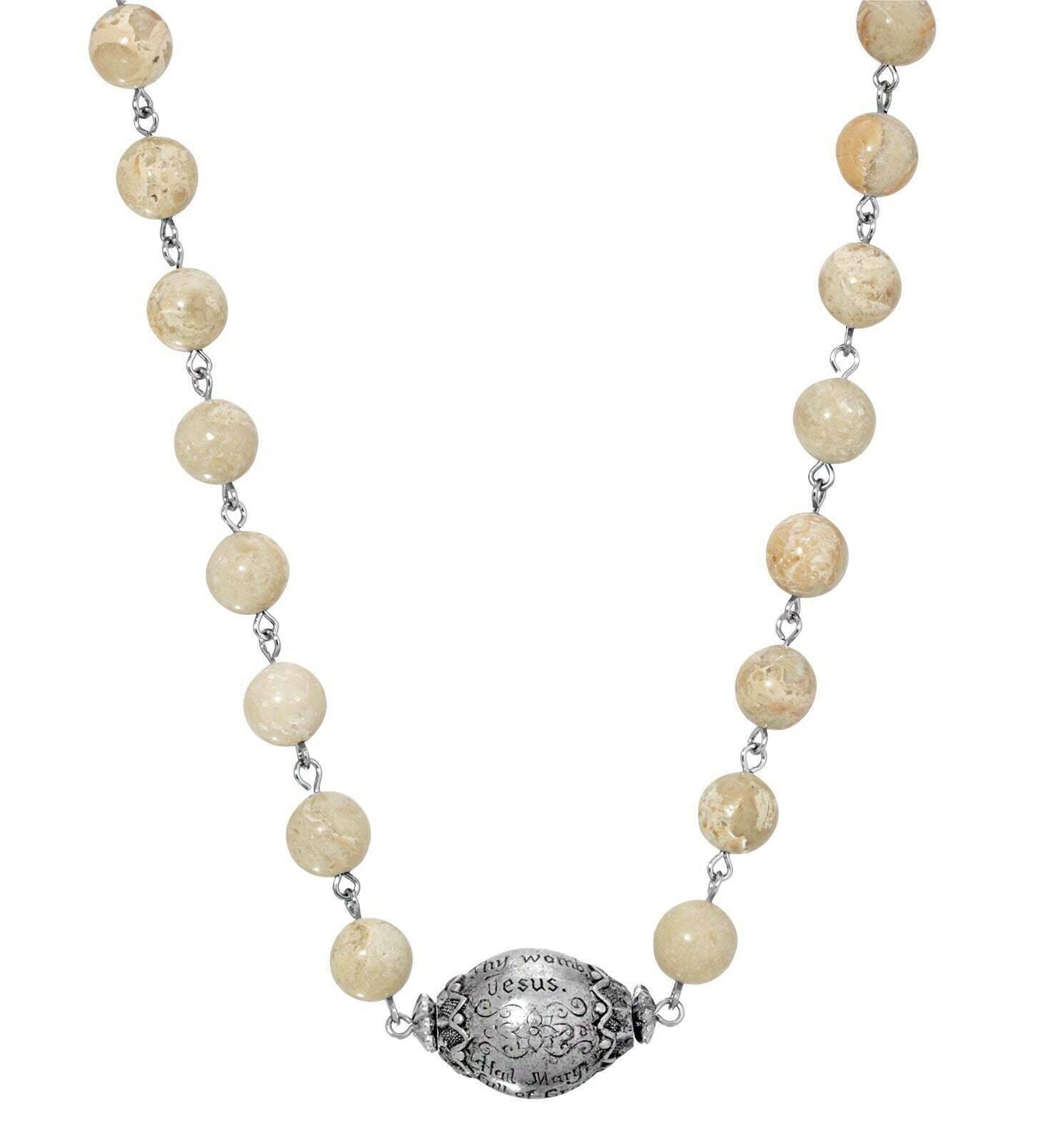 Symbols Of Faith Hail Mary Beaded Prayer Necklace 15" + 3" Extender