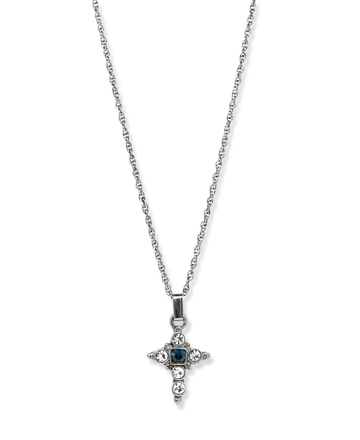 Symbols Of Faith Crystal Cross Pendant Necklace 16" + 3" Extender