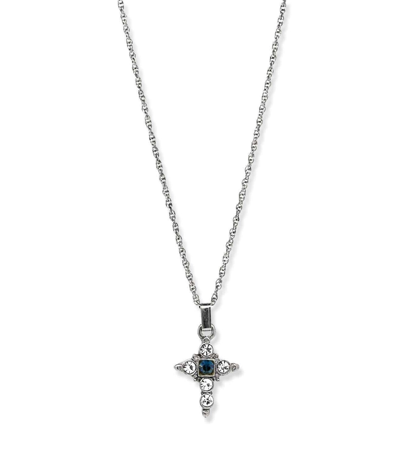 Symbols Of Faith Crystal Cross Pendant Necklace 16" + 3" Extender