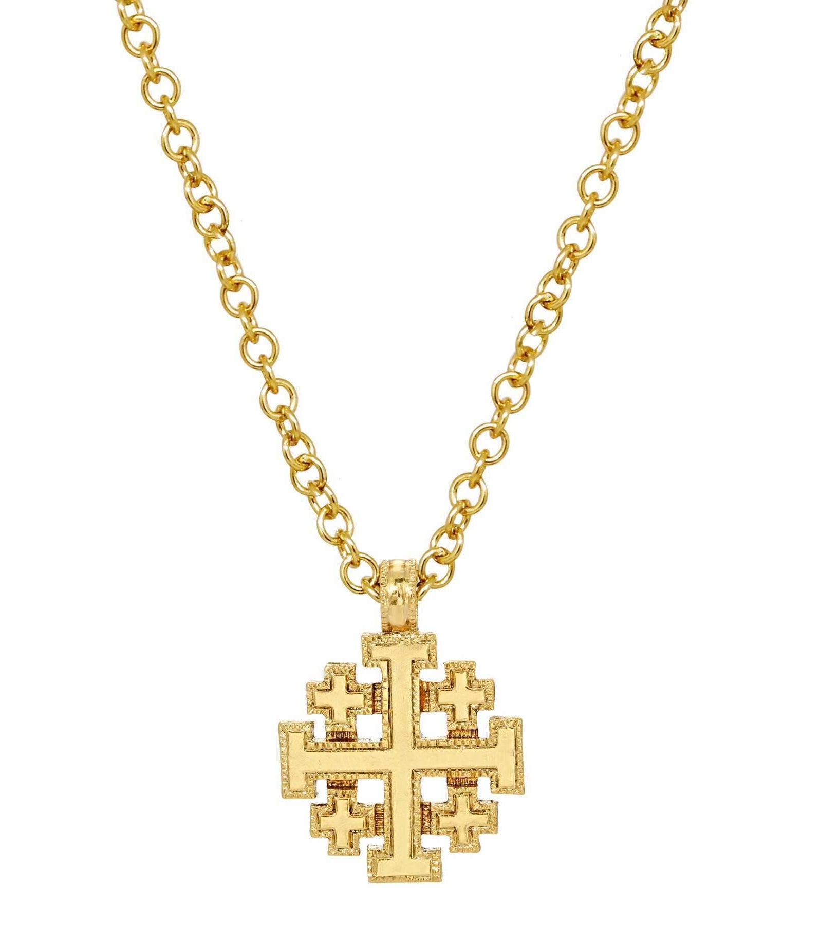 Symbols Of Faith Gold Jerusalem Cross Pendant Necklace 18"