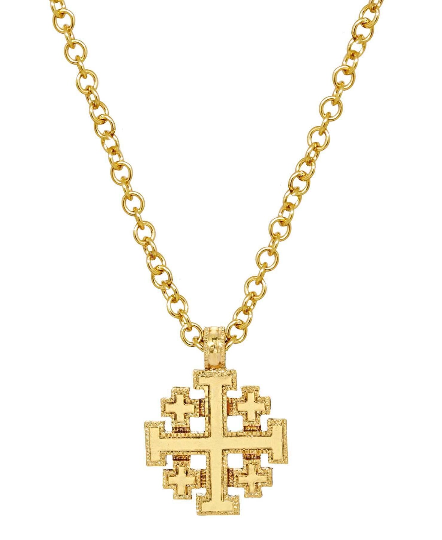 Symbols Of Faith Gold Jerusalem Cross Pendant Necklace 18"