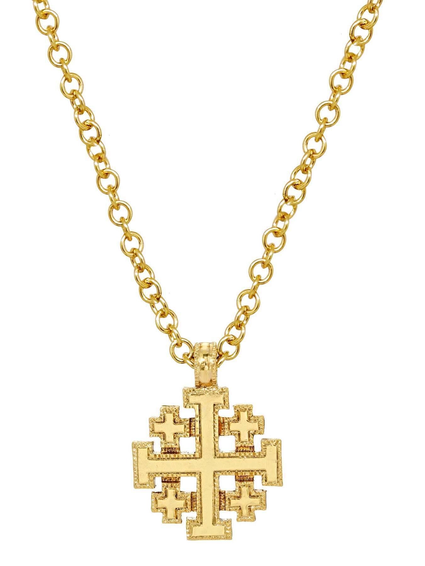 Symbols Of Faith Gold Jerusalem Cross Pendant Necklace 18"