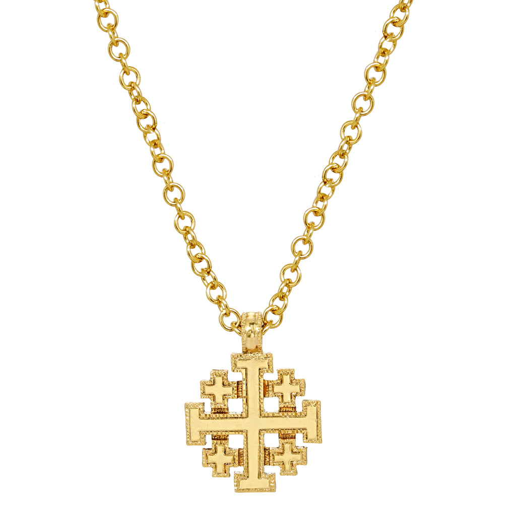 Symbols Of Faith Gold Jerusalem Cross Pendant Necklace 18"