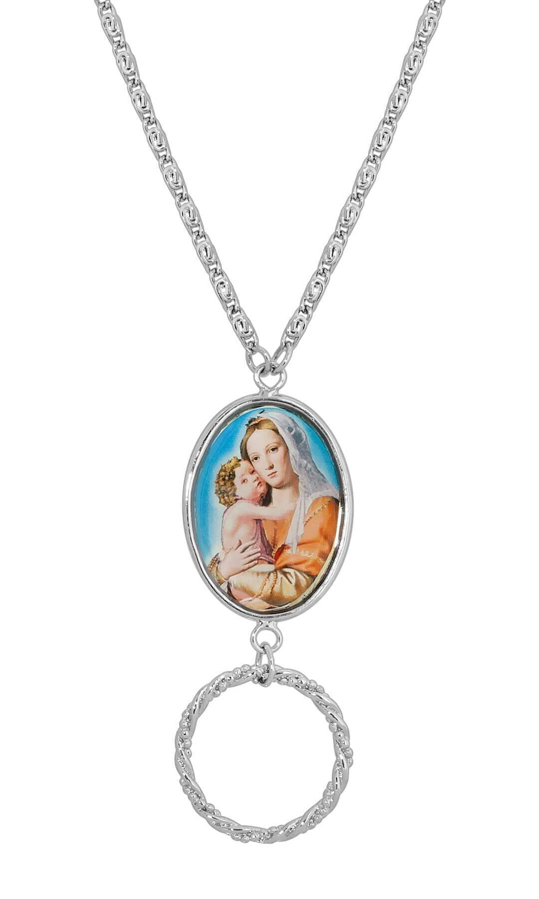 Symbols Of Faith Oval Mary and Child Decal Badge & Eyeglass Holder 28"