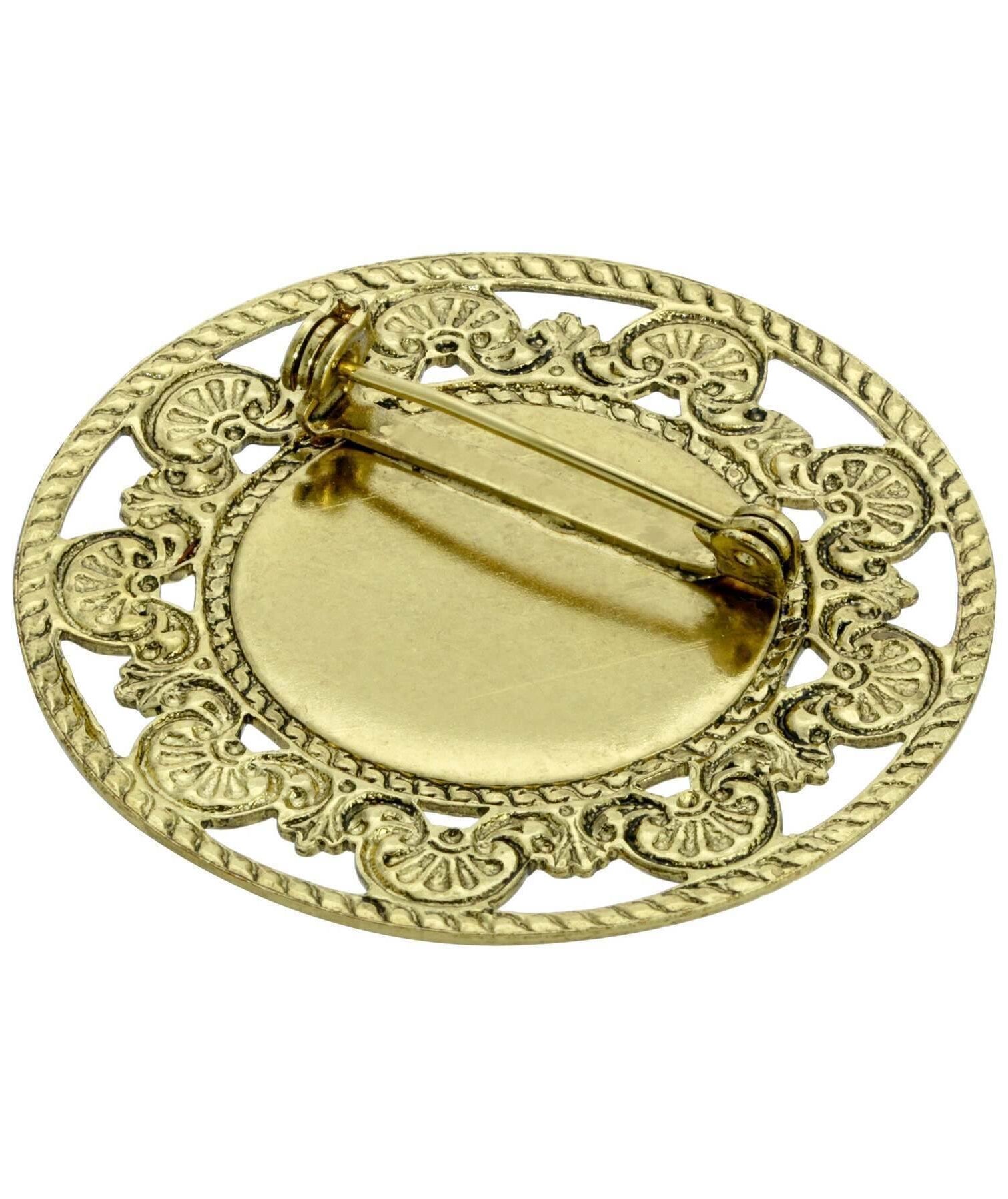 Symbols Of Faith Round Filigree Mary and Child Pin