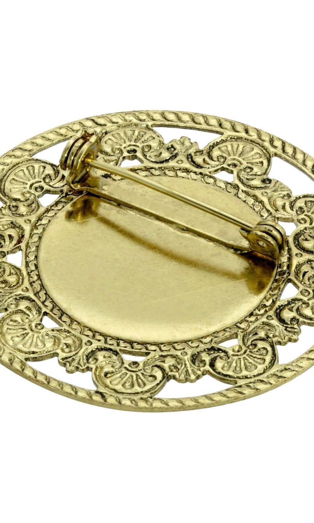 Symbols Of Faith Round Filigree Mary and Child Pin