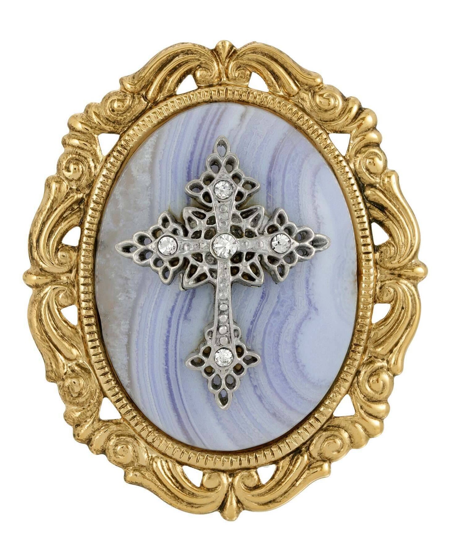 Symbols of Faith Oval Pendant with Cross Brooch
