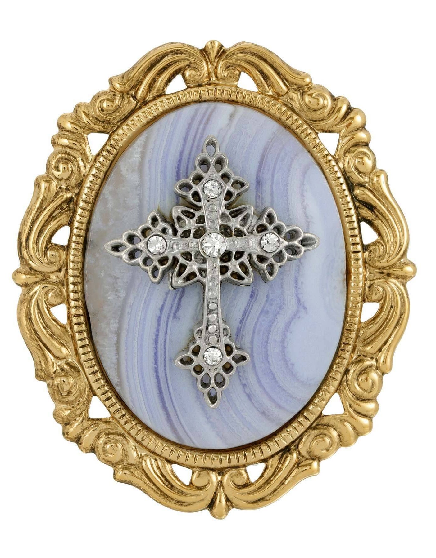 Symbols of Faith Oval Pendant with Cross Brooch