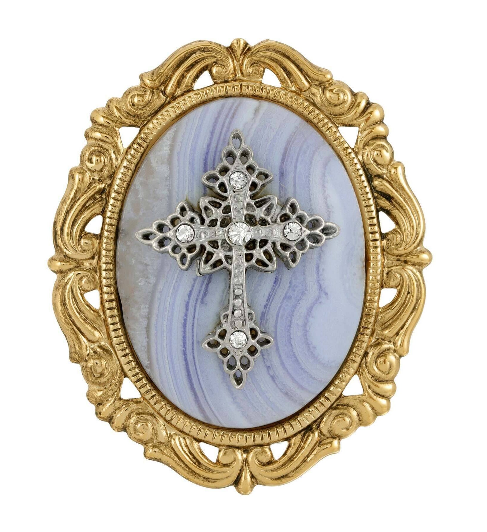 Symbols of Faith Oval Pendant with Cross Brooch