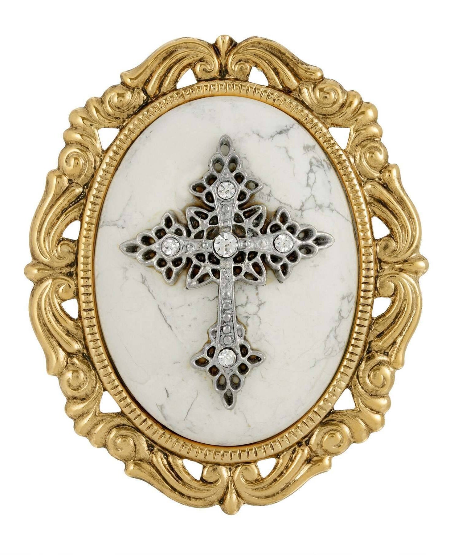 Symbols of Faith Oval Pendant with Cross Brooch