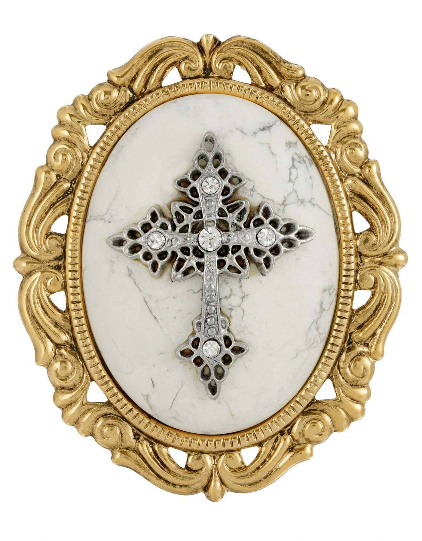 Symbols of Faith Oval Pendant with Cross Brooch