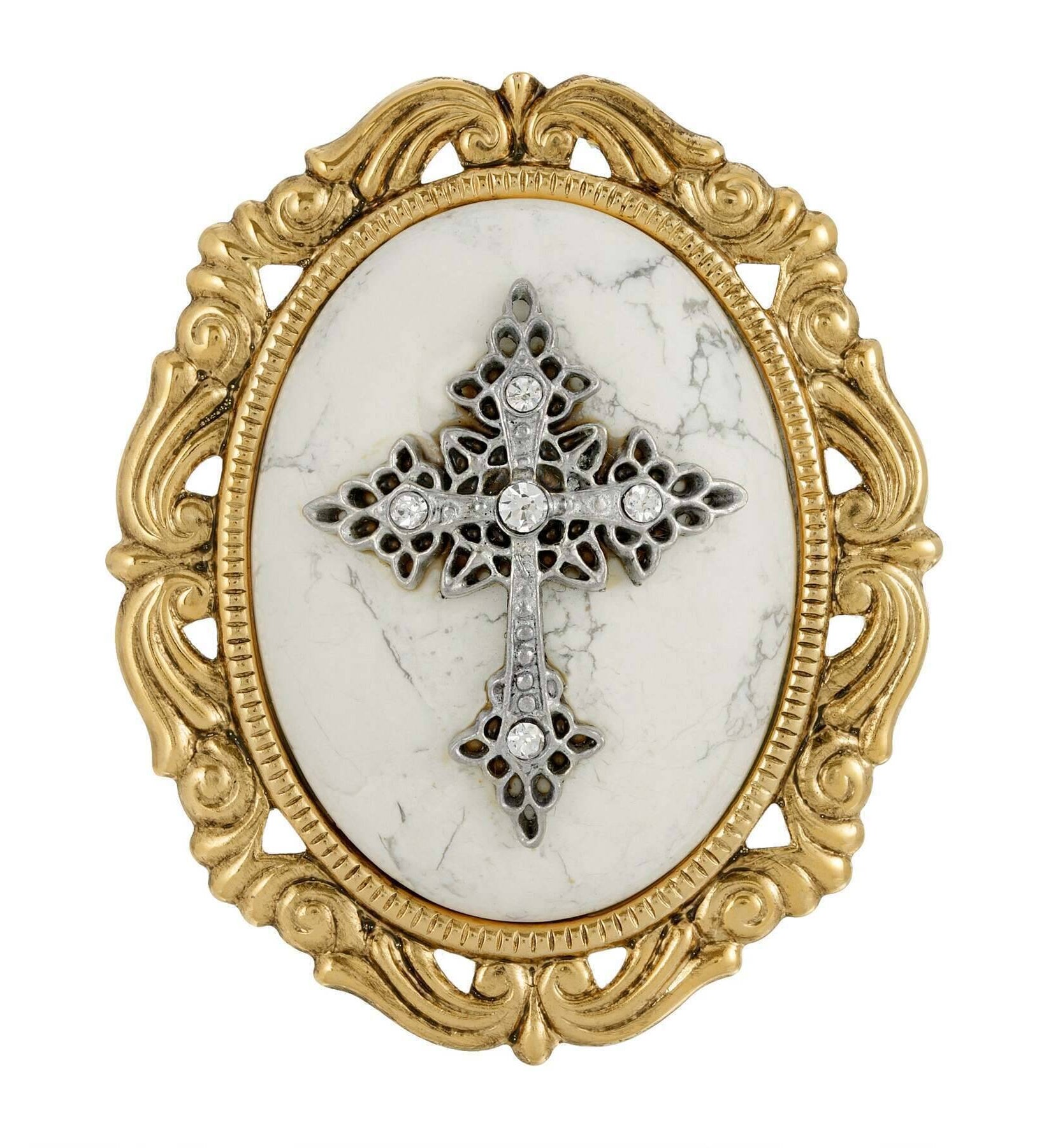 Symbols of Faith Oval Pendant with Cross Brooch