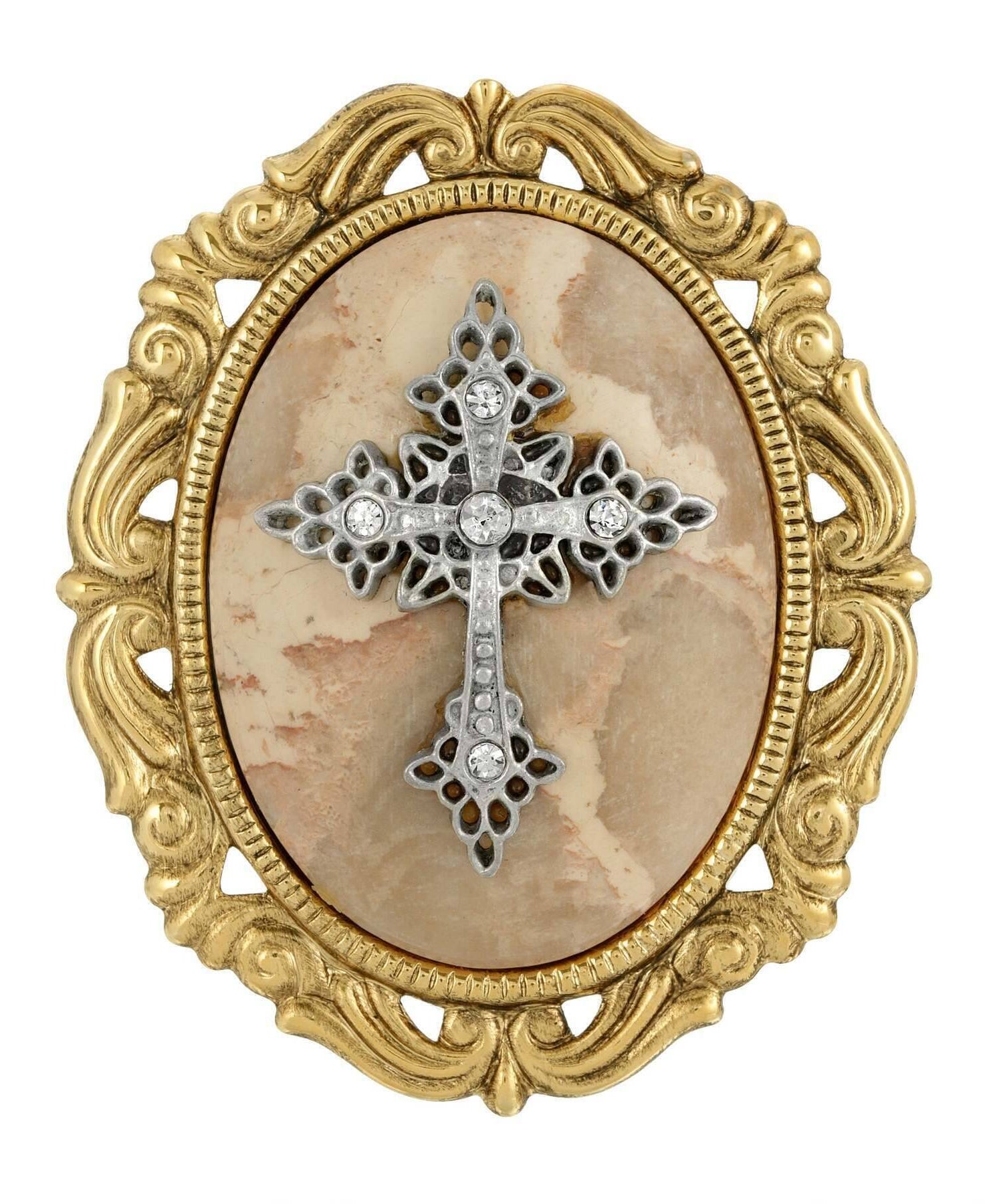 Symbols of Faith Oval Pendant with Cross Brooch