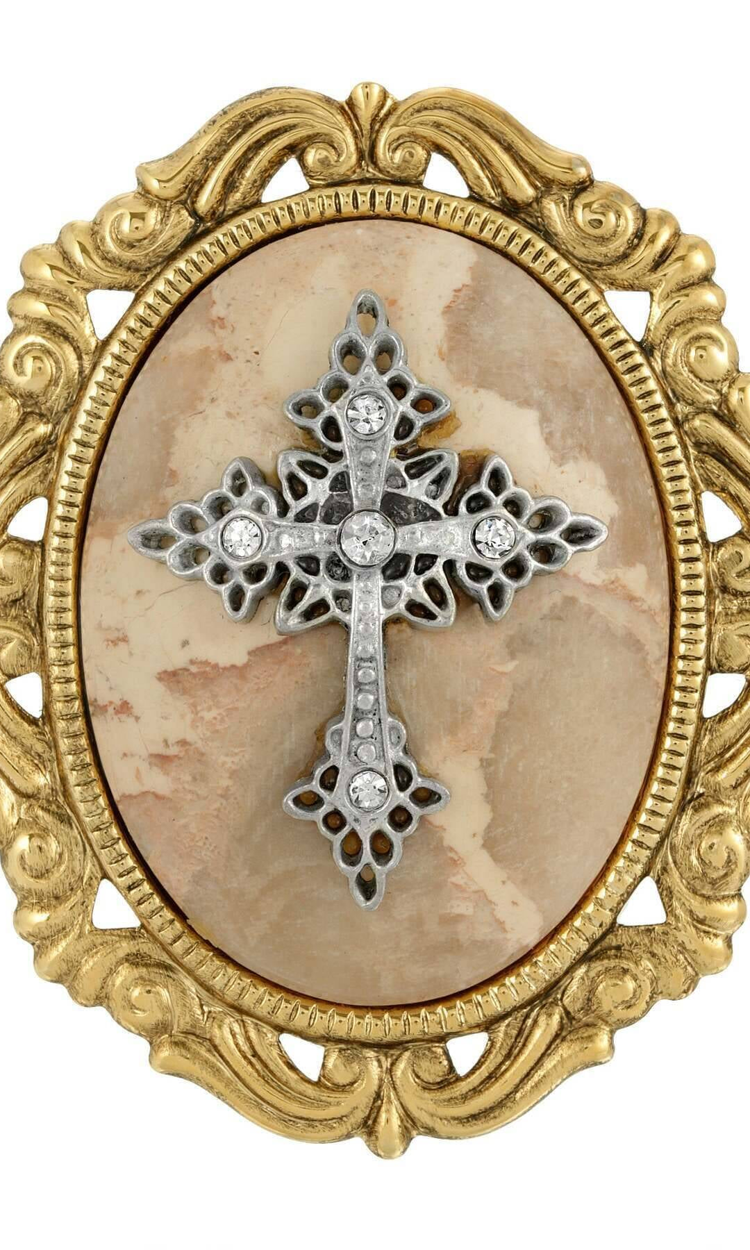 Symbols of Faith Oval Pendant with Cross Brooch