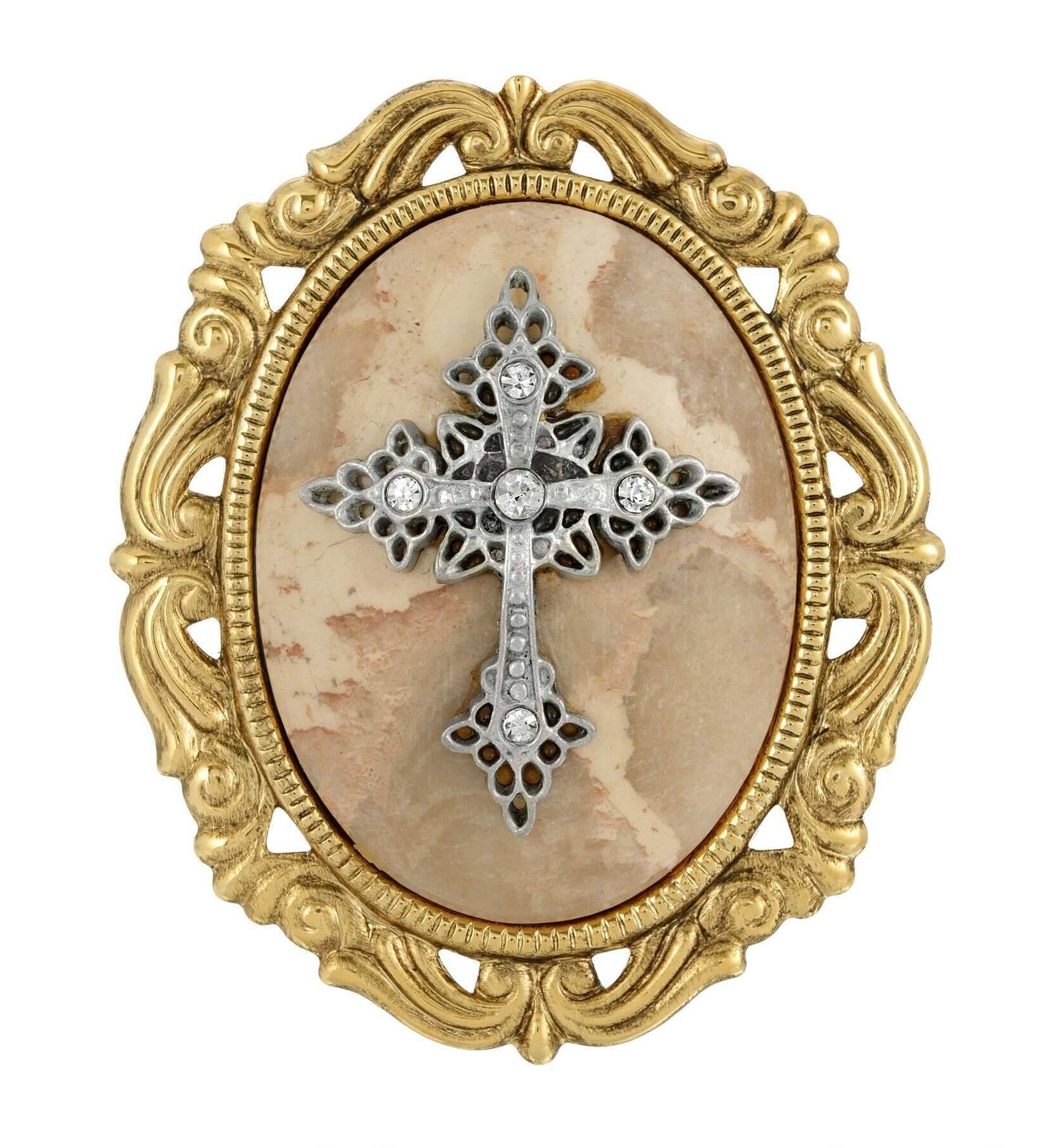 Symbols of Faith Oval Pendant with Cross Brooch