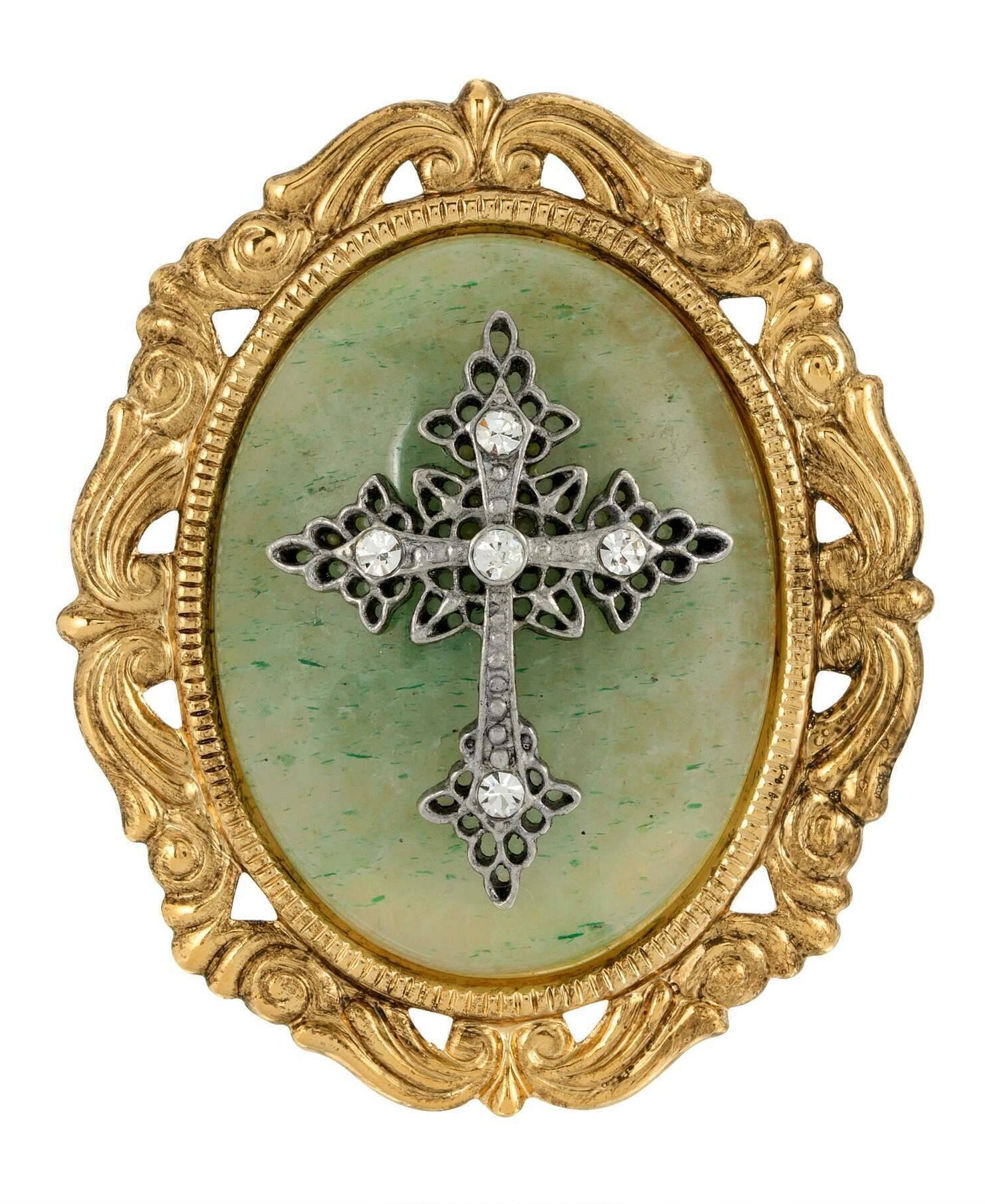 Symbols of Faith Oval Pendant with Cross Brooch