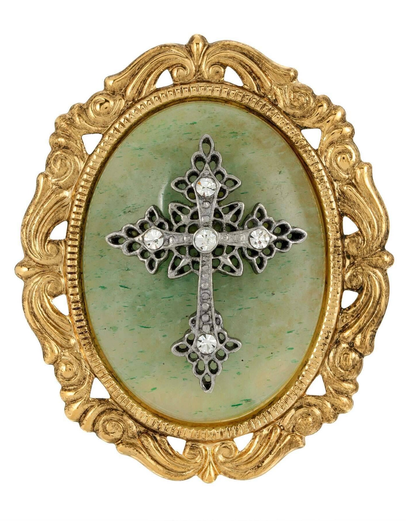 Symbols of Faith Oval Pendant with Cross Brooch
