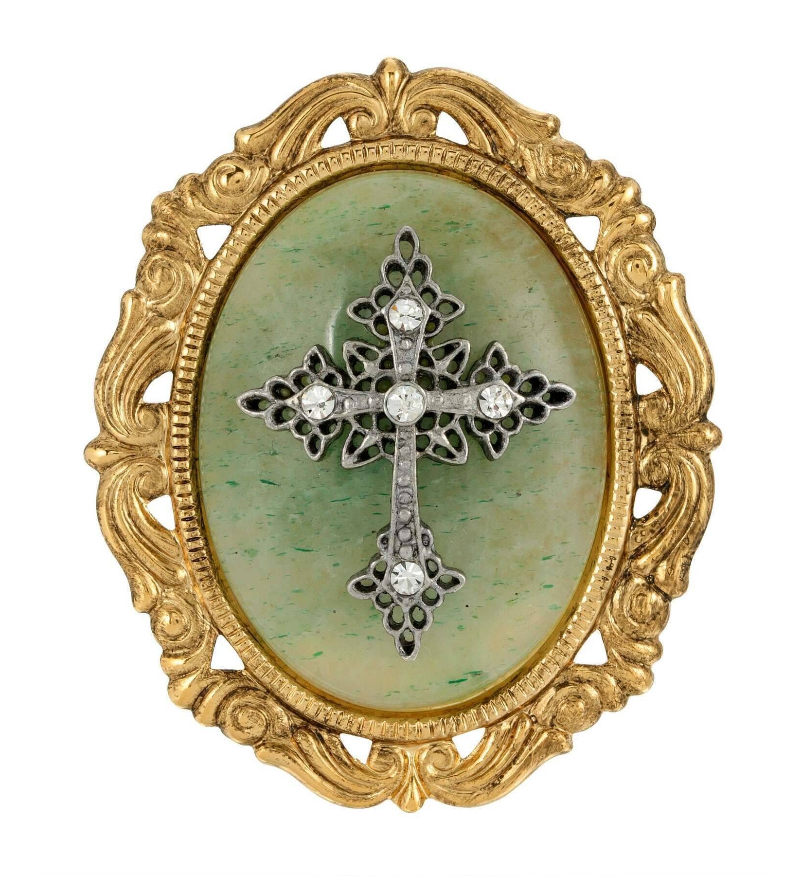 Symbols of Faith Oval Pendant with Cross Brooch