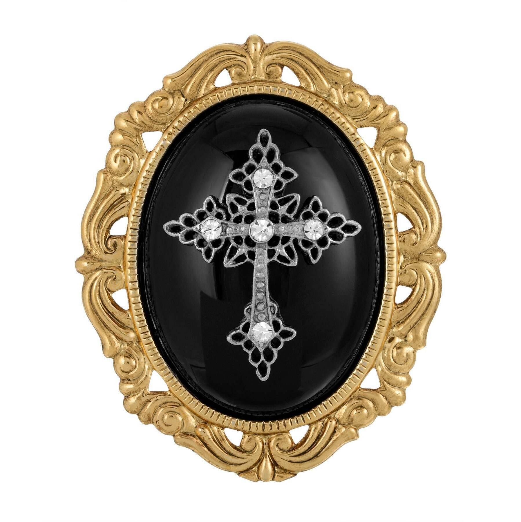 Symbols of Faith Oval Pendant with Cross Brooch