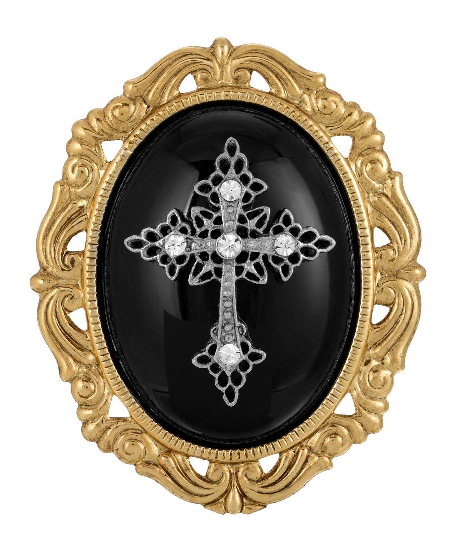 Symbols of Faith Oval Pendant with Cross Brooch