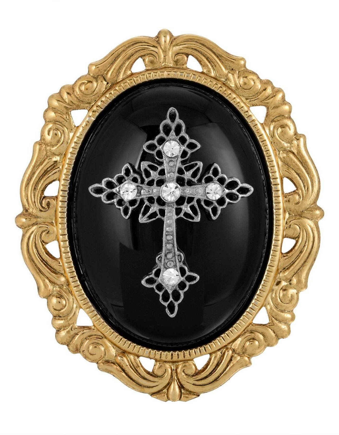 Symbols of Faith Oval Pendant with Cross Brooch