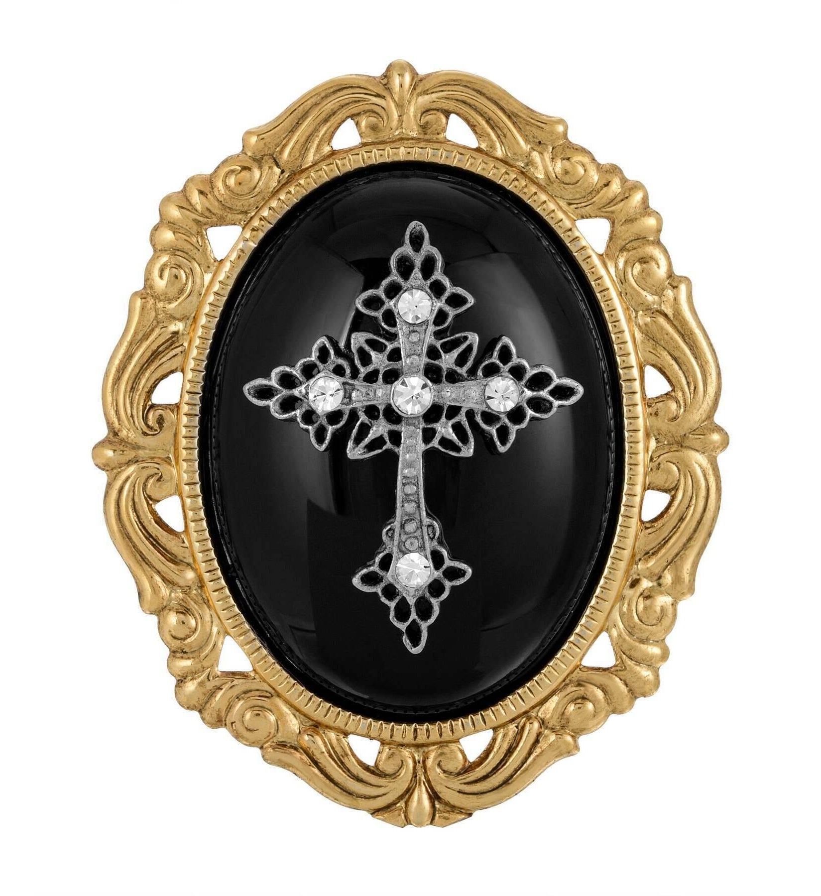 Symbols of Faith Oval Pendant with Cross Brooch