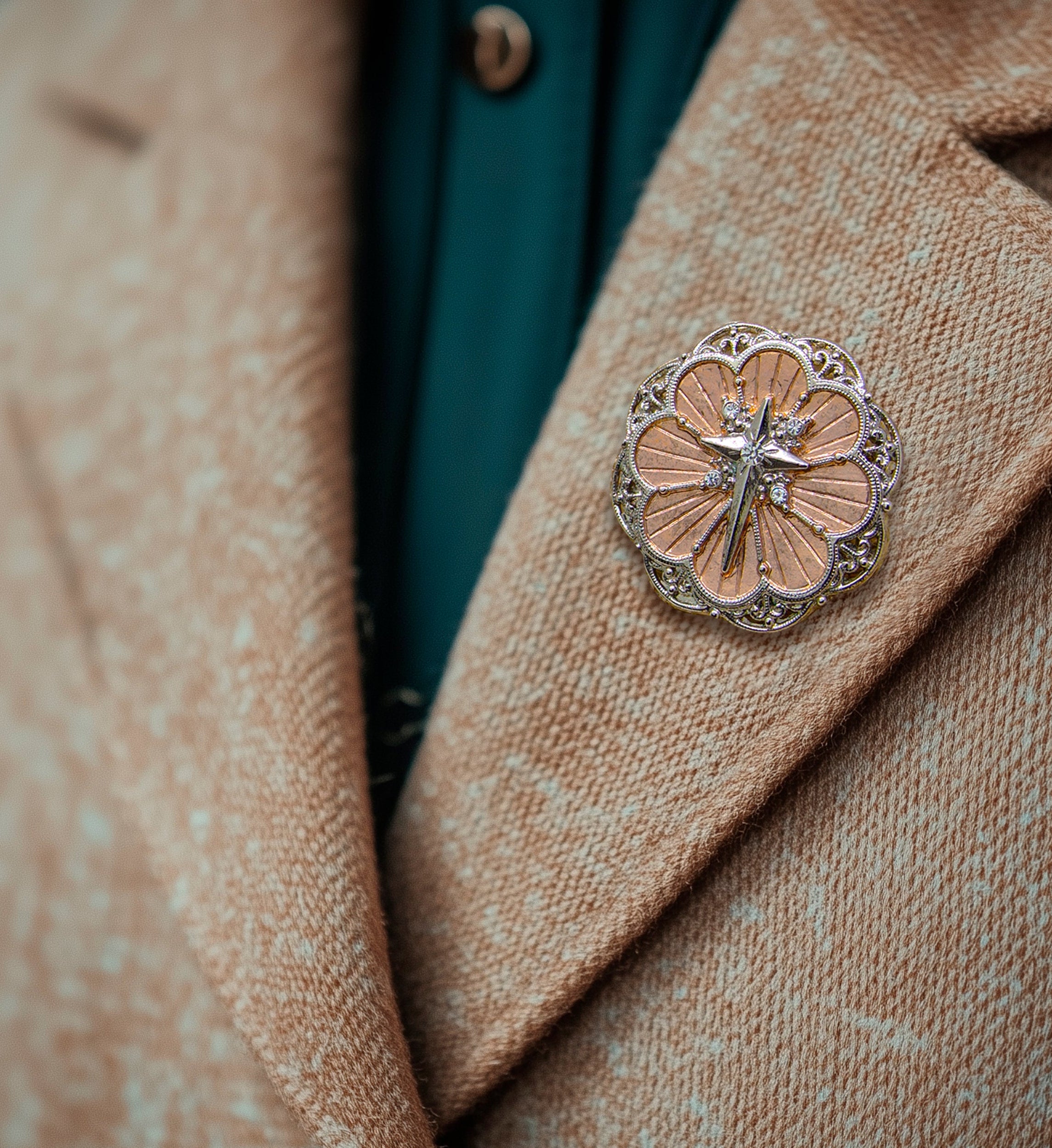 Symbols Of Faith Two Tone Cross Medallion Pin