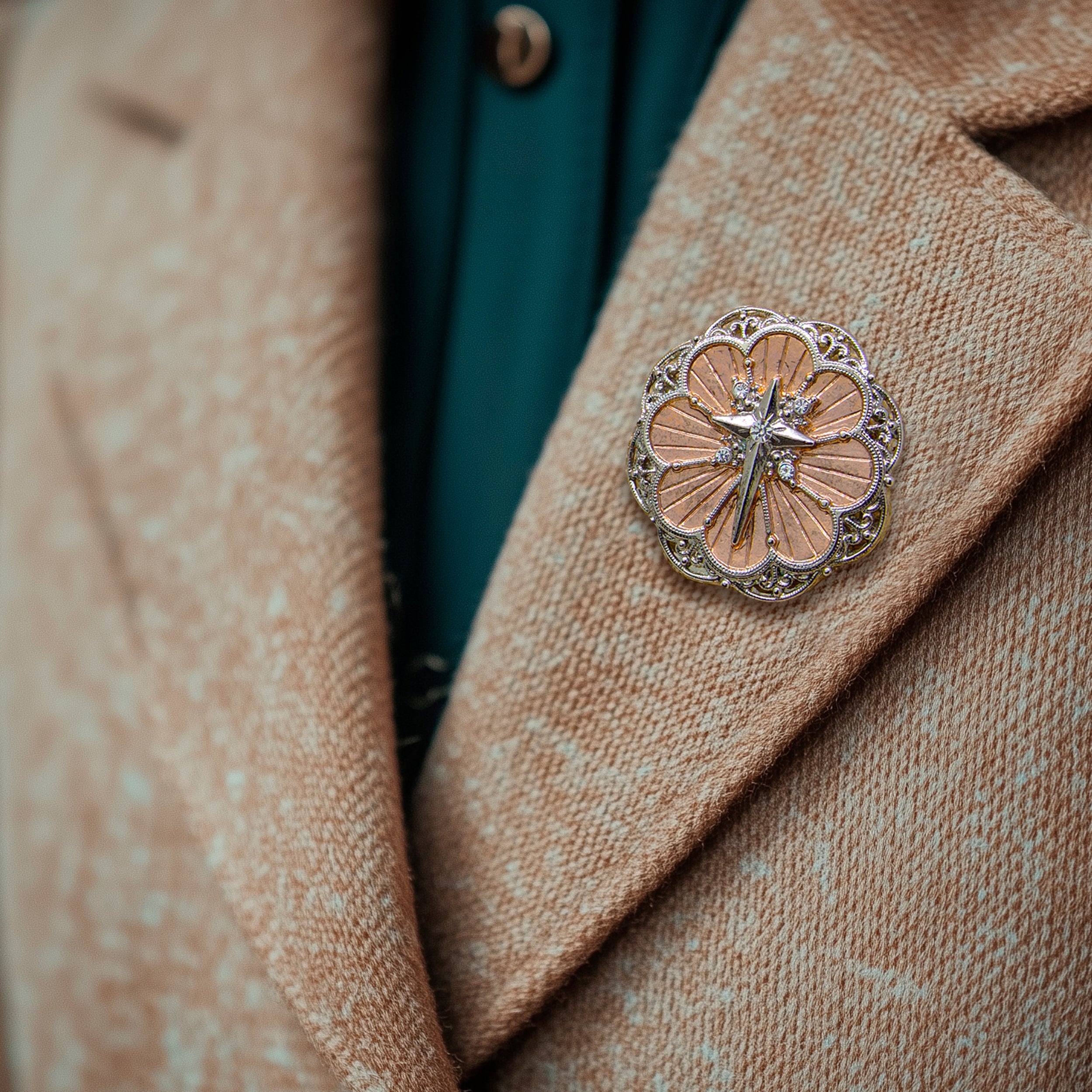 Symbols Of Faith Two Tone Cross Medallion Pin