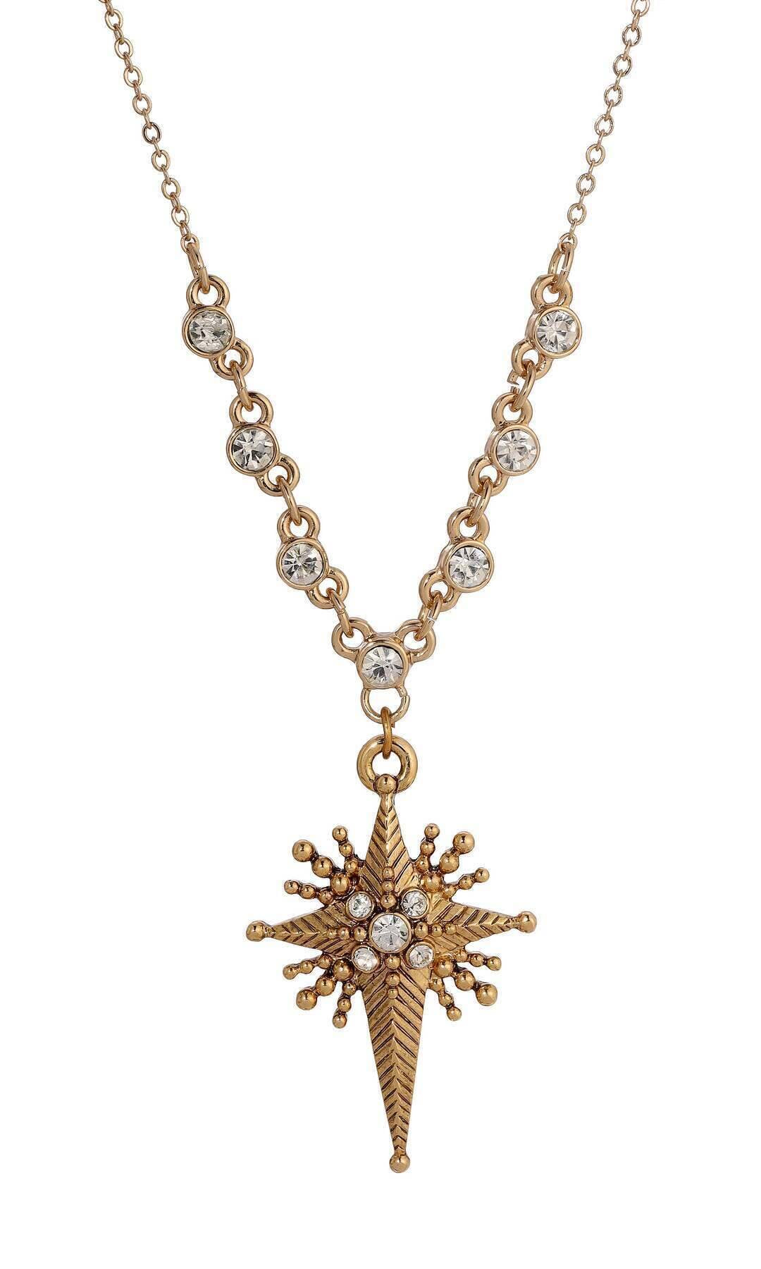 Symbols Of Faith Star Of Bethlehem Crystal Cross Pendant Necklace 16" + 3" Extender