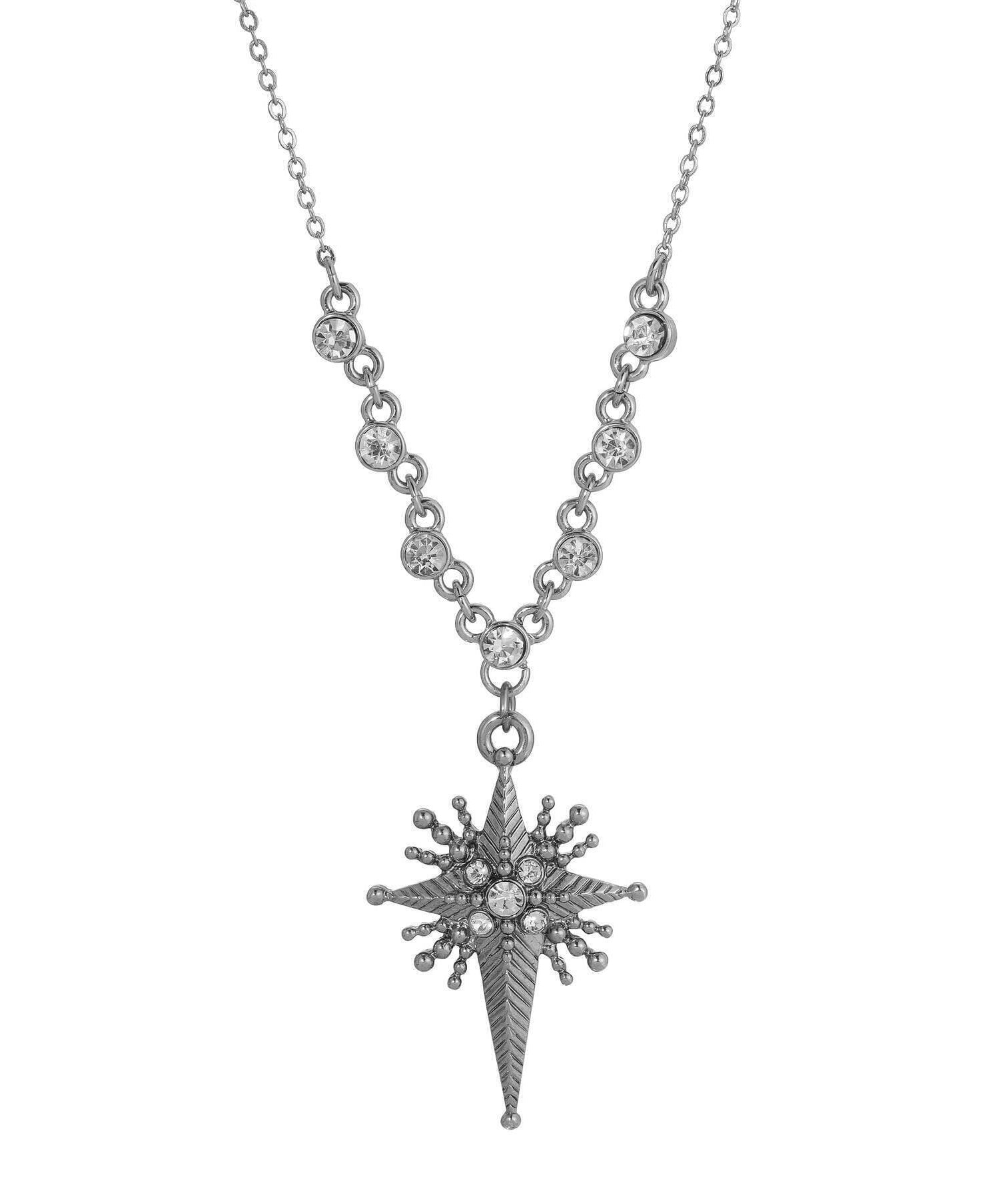 Symbols Of Faith Star Of Bethlehem Crystal Cross Pendant Necklace 16" + 3" Extender