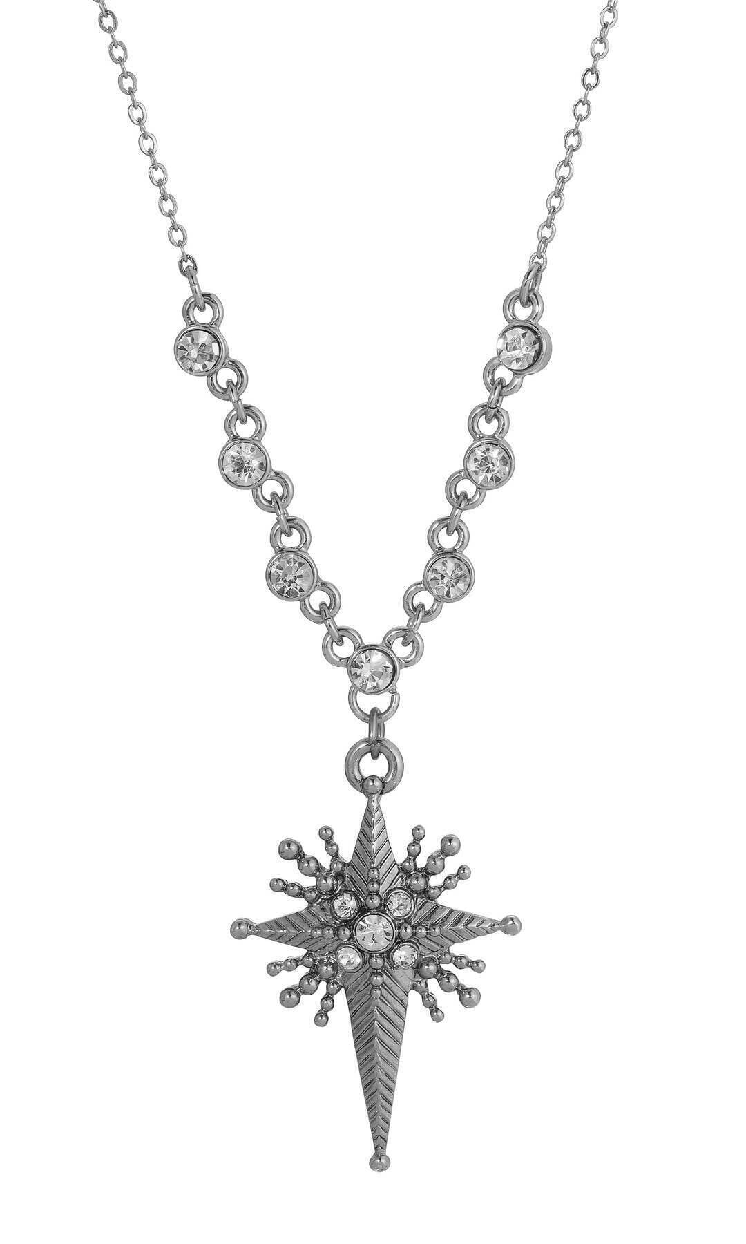 Symbols Of Faith Star Of Bethlehem Crystal Cross Pendant Necklace 16" + 3" Extender