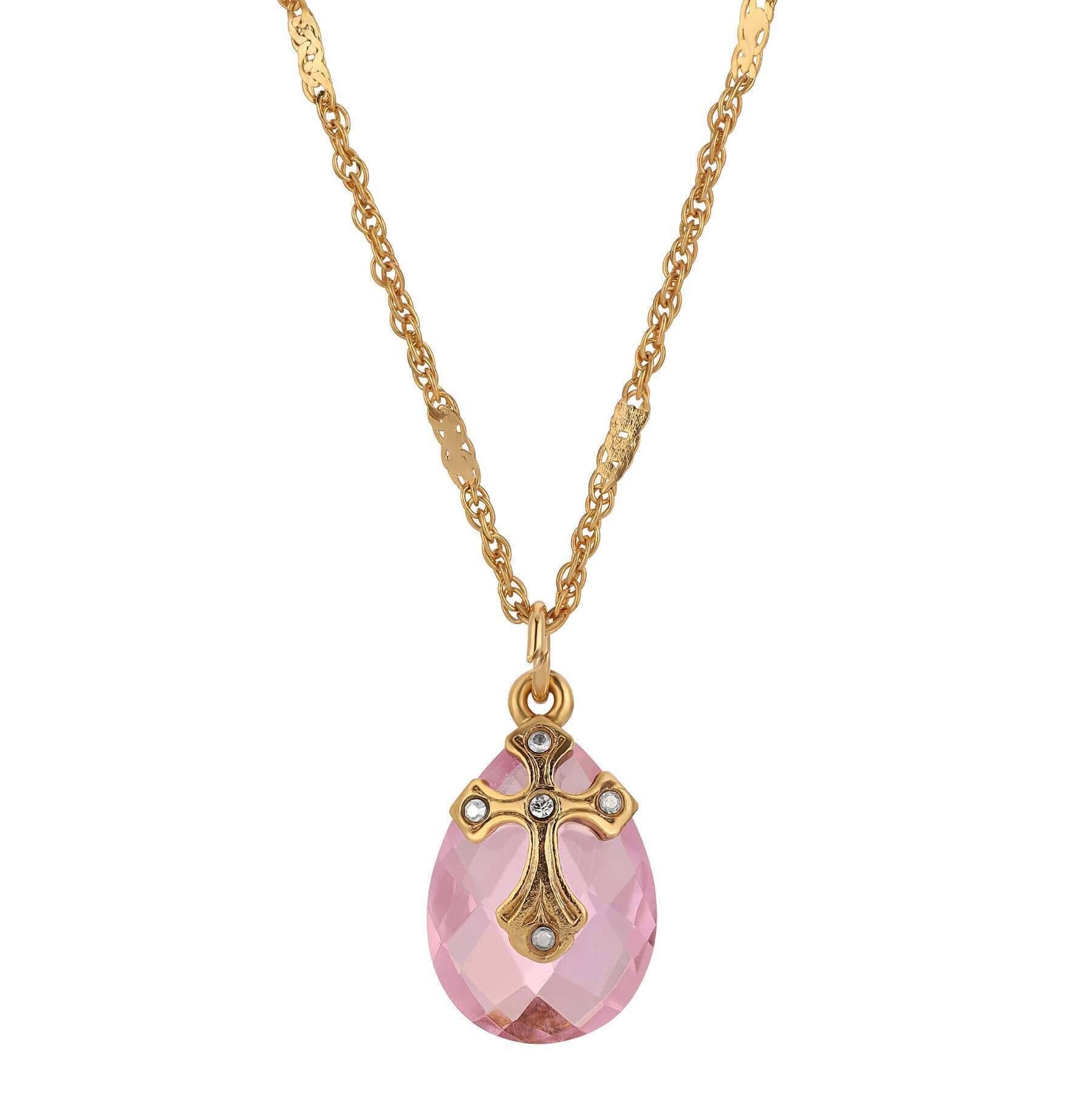 Symbols Of Faith Briolette Crystal & Cross Pendant Necklace 16" + 3" Extender