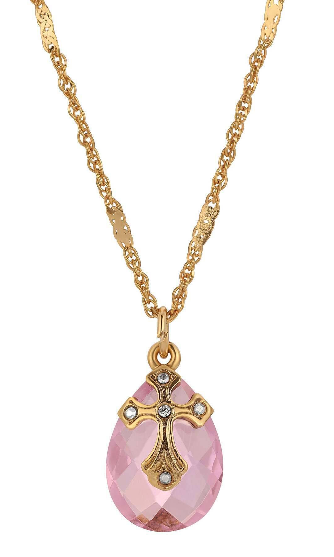 Symbols Of Faith Briolette Crystal & Cross Pendant Necklace 16" + 3" Extender