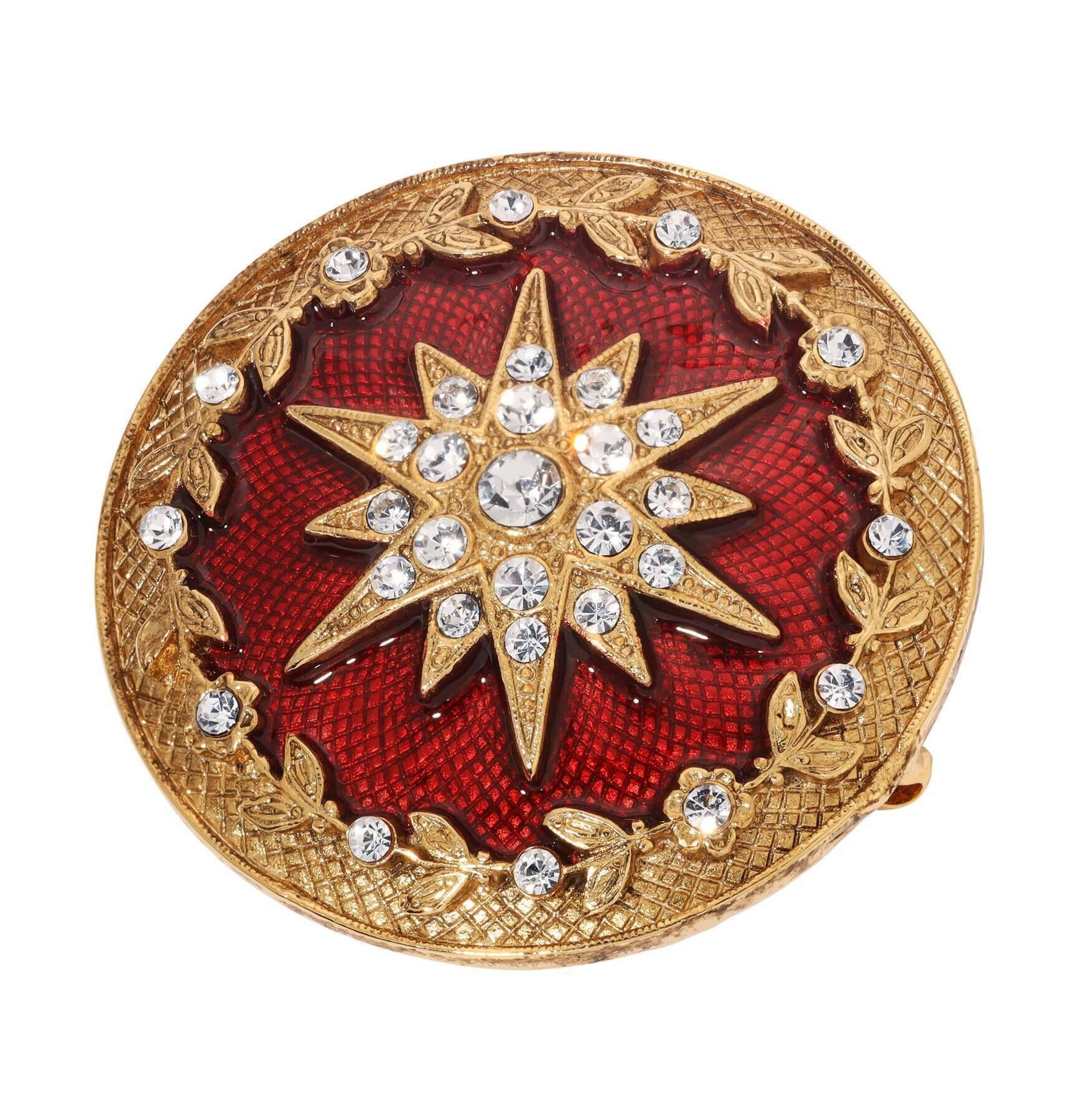 Symbols Of Faith Star Of Bethlehem Crystal Enamel Round Pin