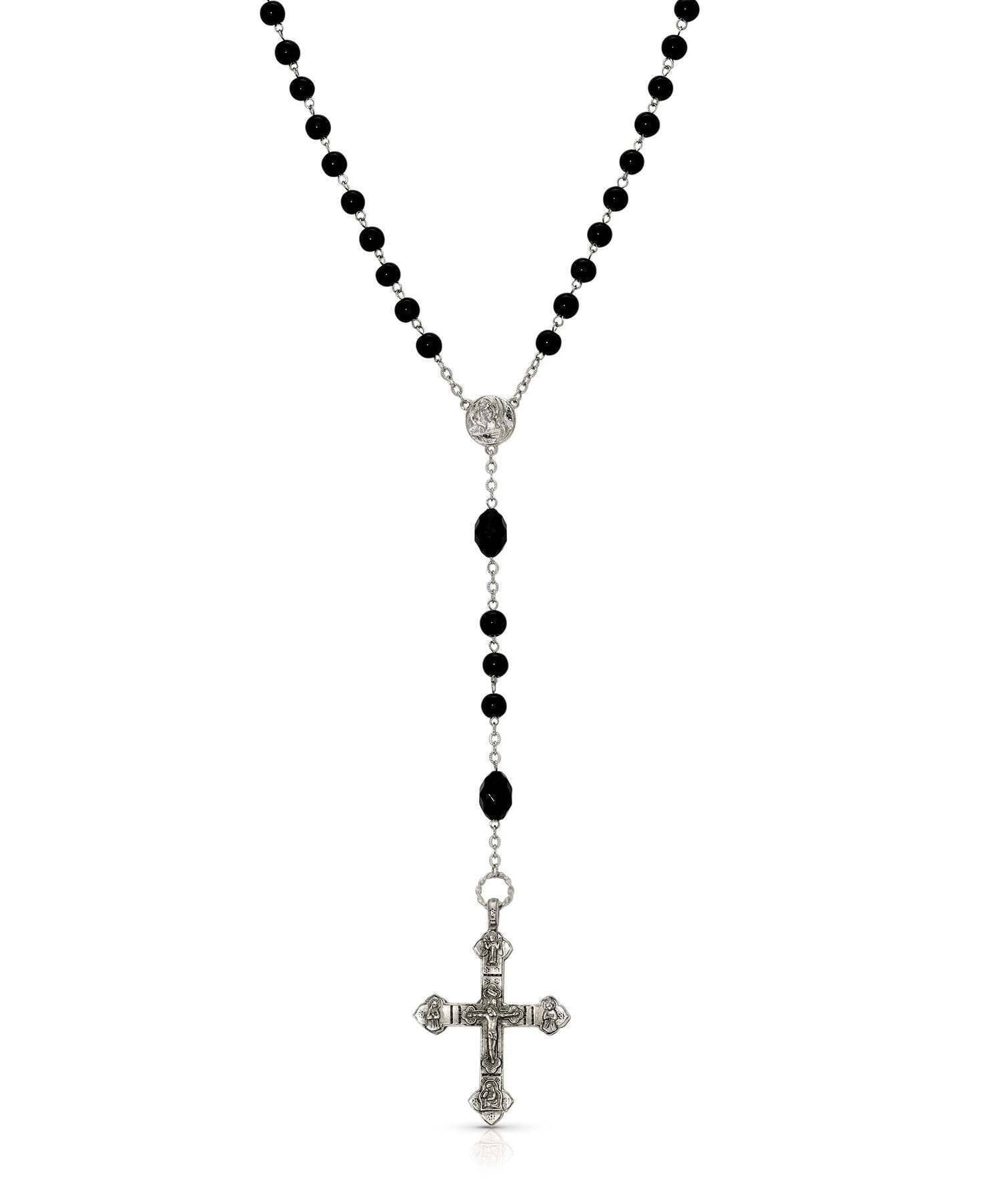 Symbols Of Faith Black Bead Crucifix Rosary
