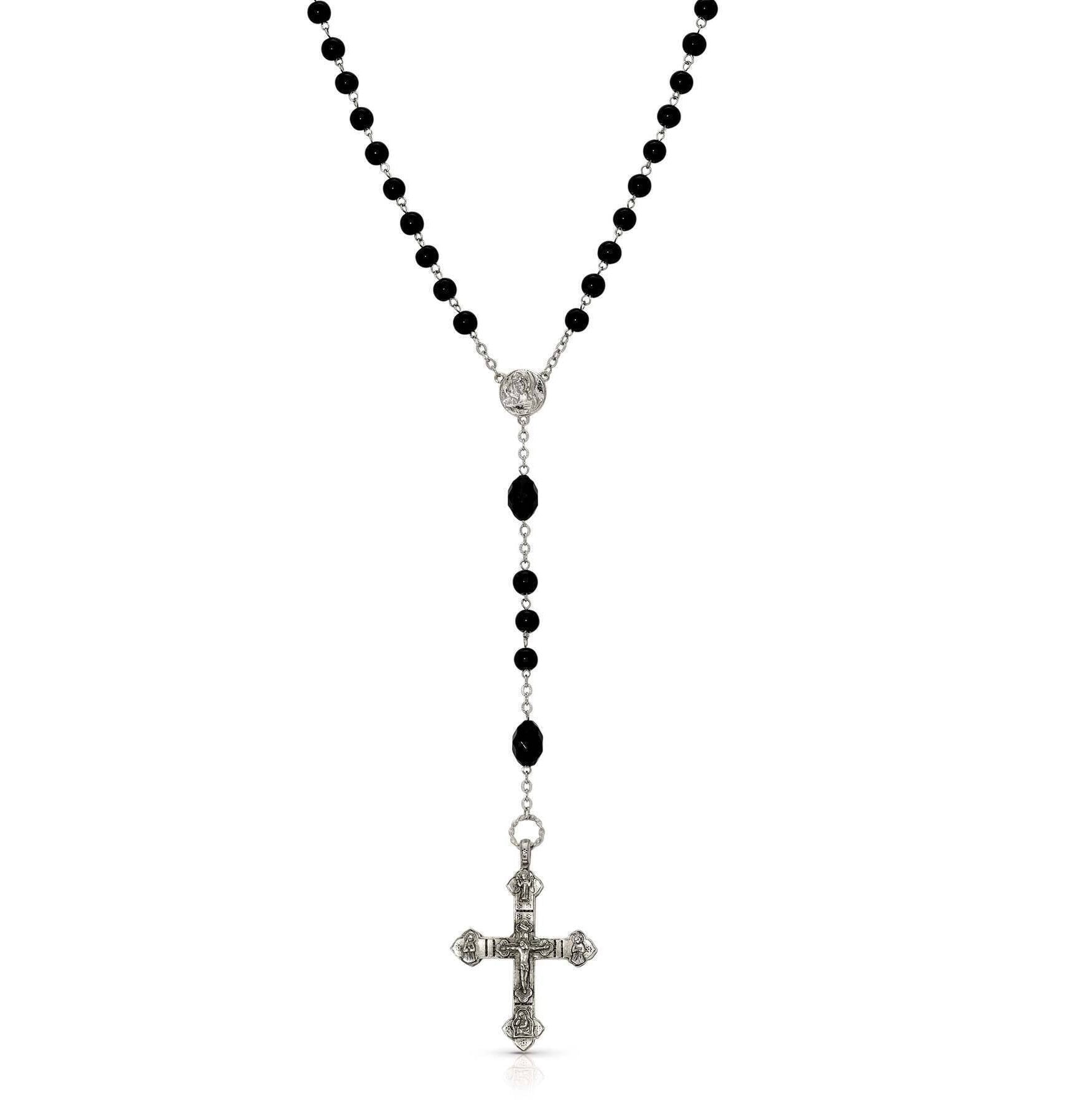 Symbols Of Faith Black Bead Crucifix Rosary