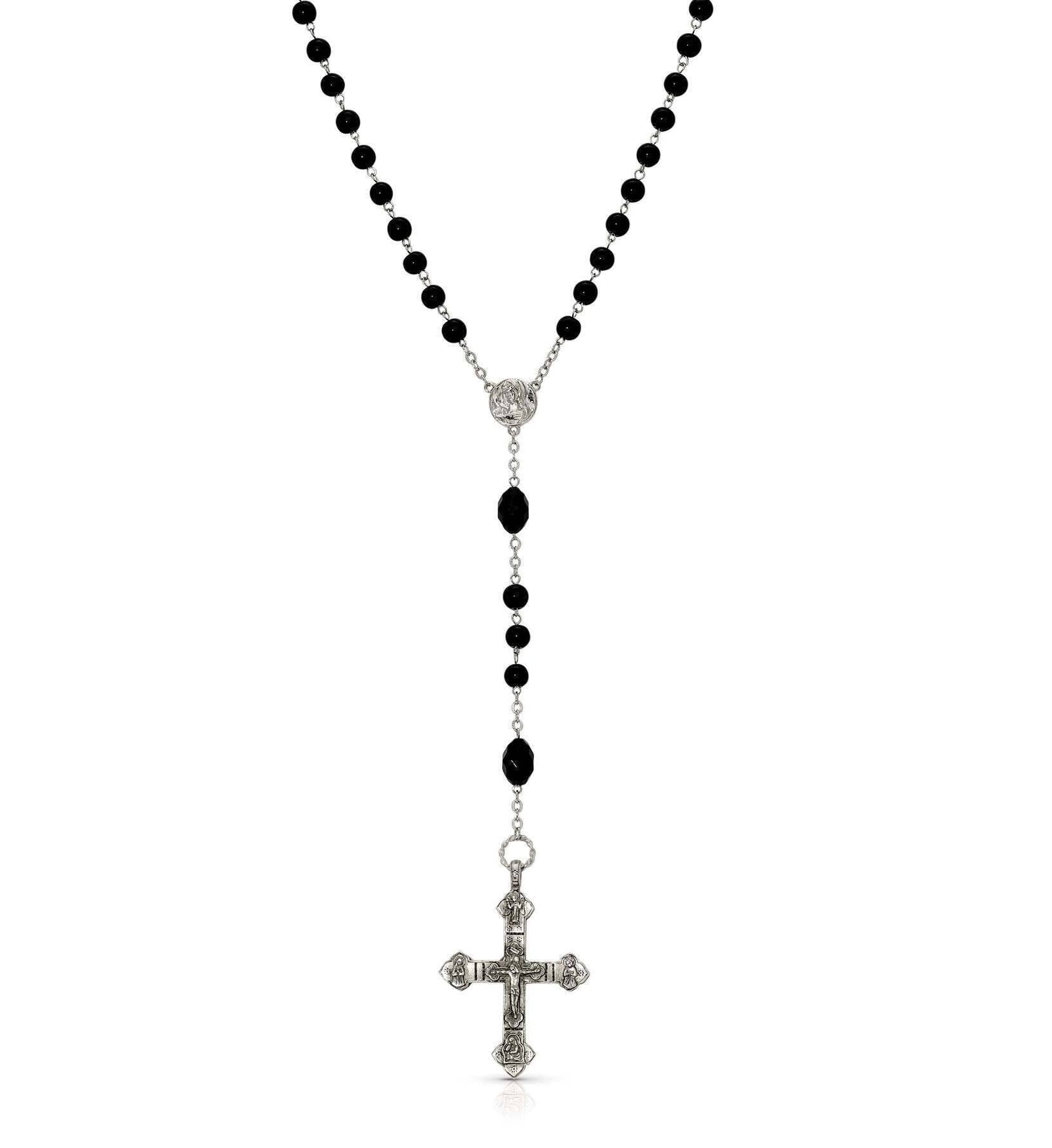Symbols Of Faith Black Bead Crucifix Rosary