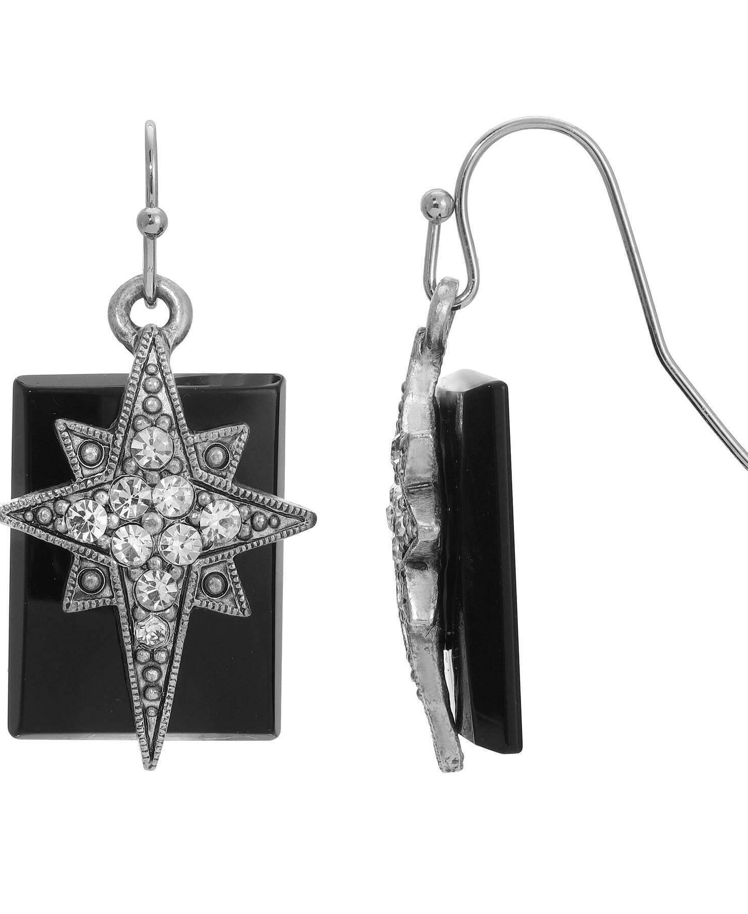 Symbols Of Faith Onyx Gemstone Star Of Bethlehem Crystal Drop Earrings