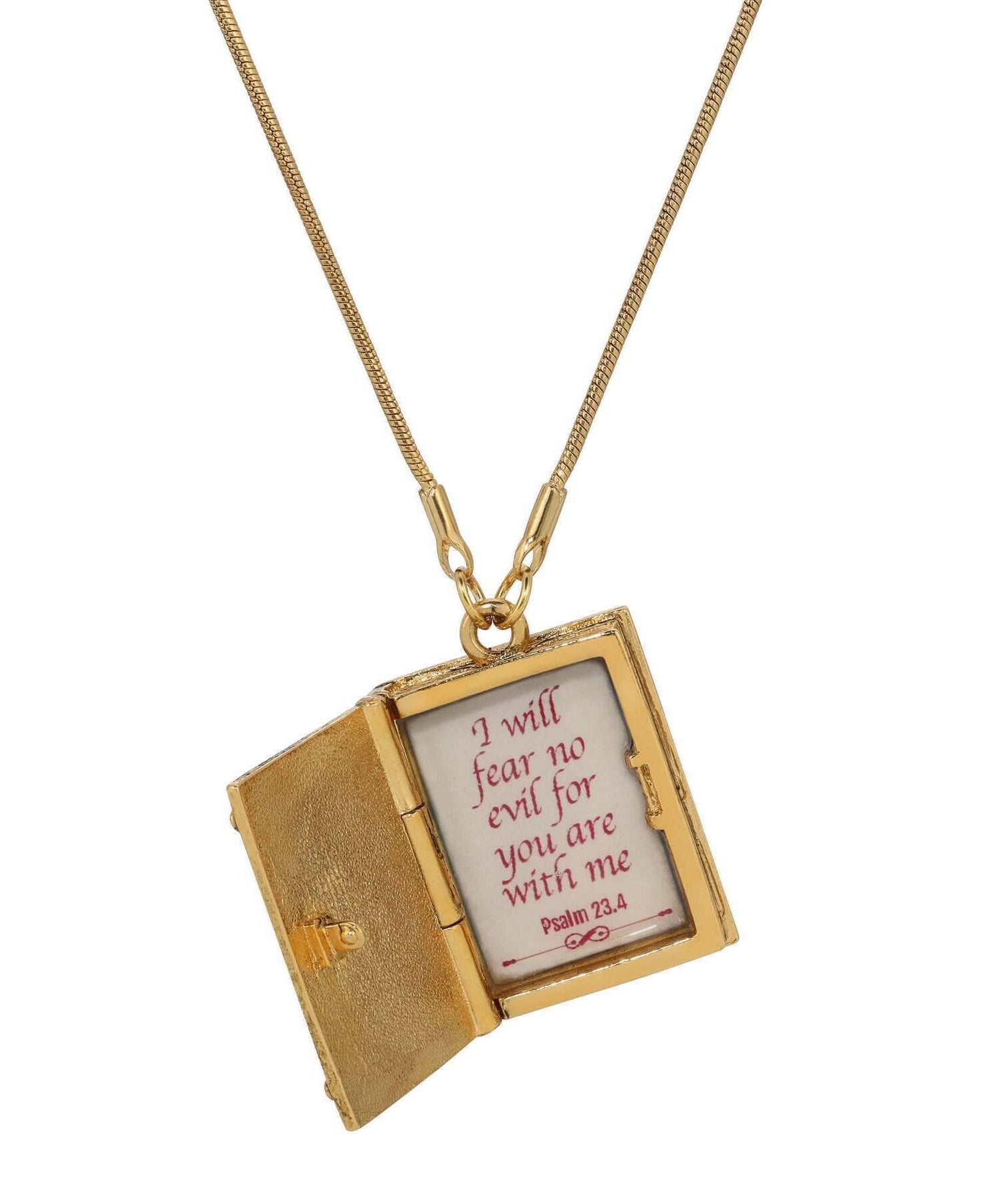 Symbols Of Faith Psalm 23:4 Holy Bible Locket Pendant Necklace 32"