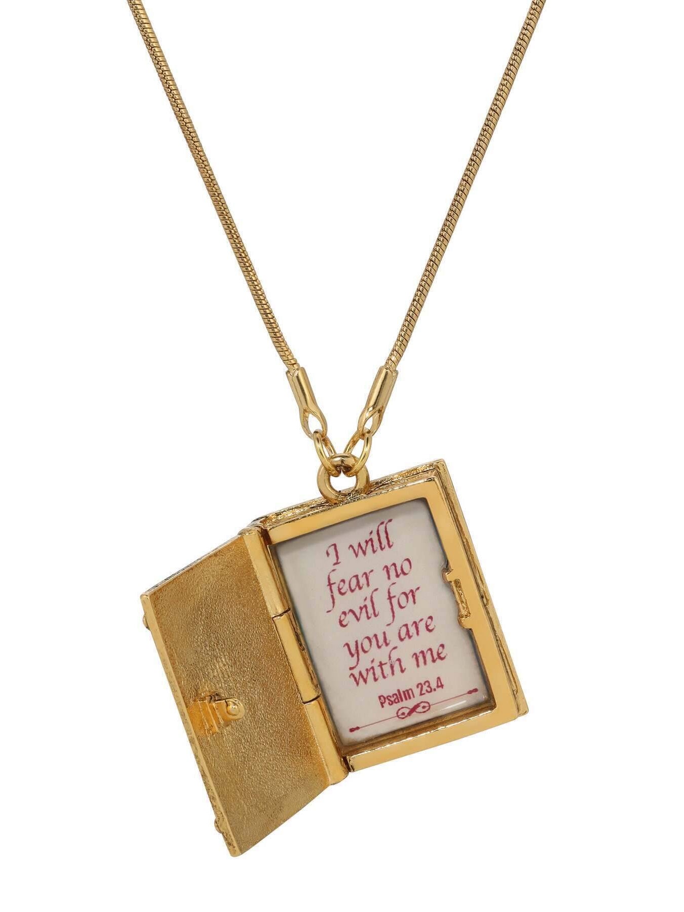 Symbols Of Faith Psalm 23:4 Holy Bible Locket Pendant Necklace 32"