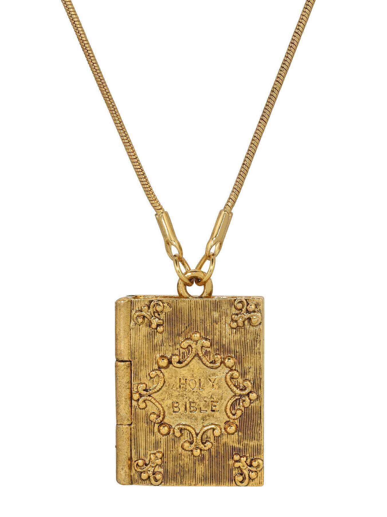 Symbols Of Faith Psalm 23:4 Holy Bible Locket Pendant Necklace 32"